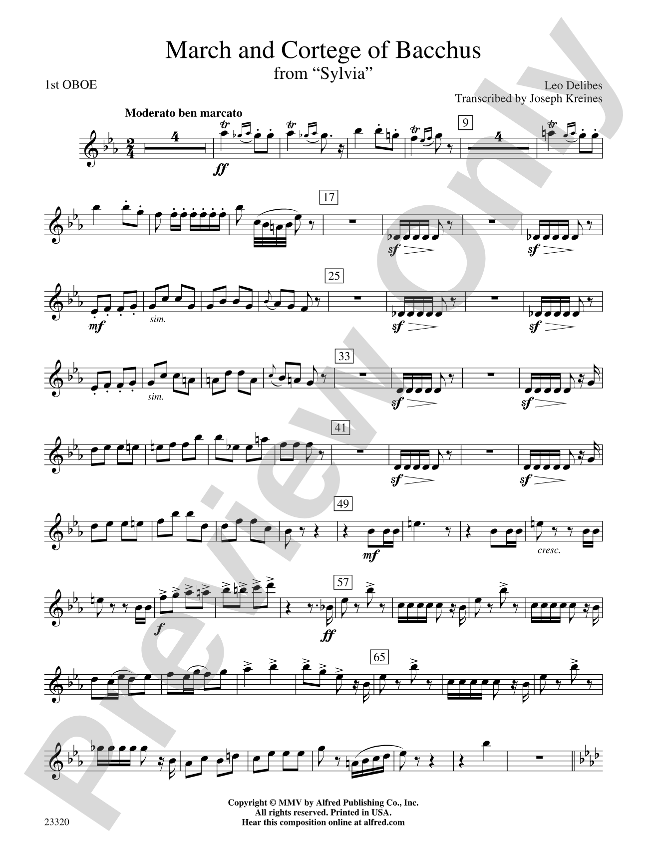 March and Cortege of Bacchus: Oboe