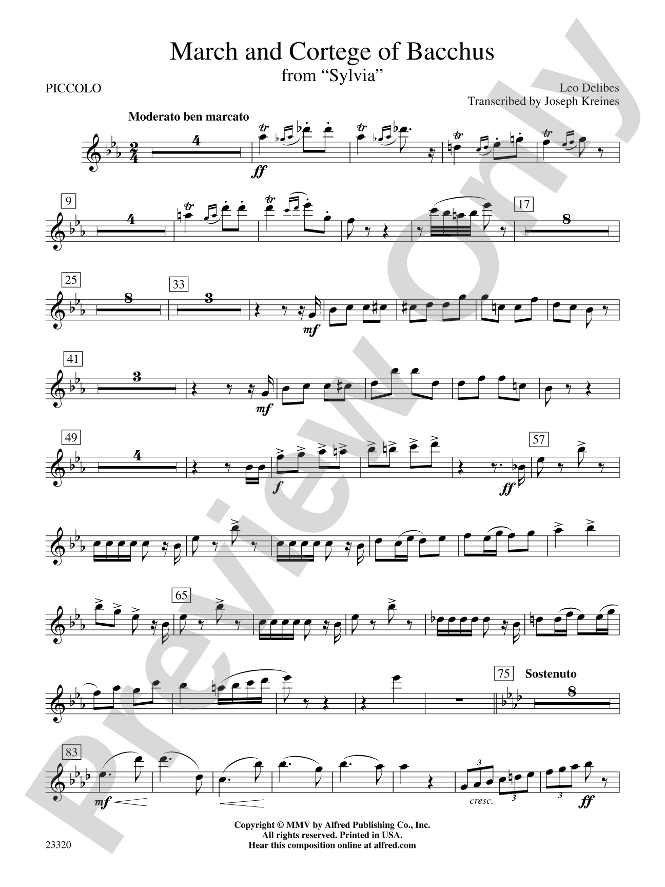 March and Cortege of Bacchus: Piccolo