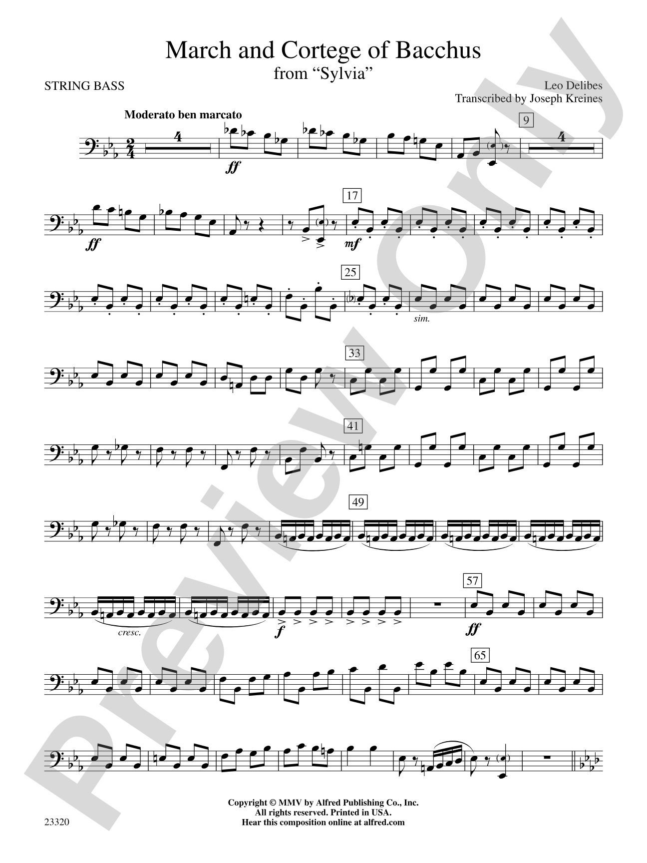 March and Cortege of Bacchus: String Bass