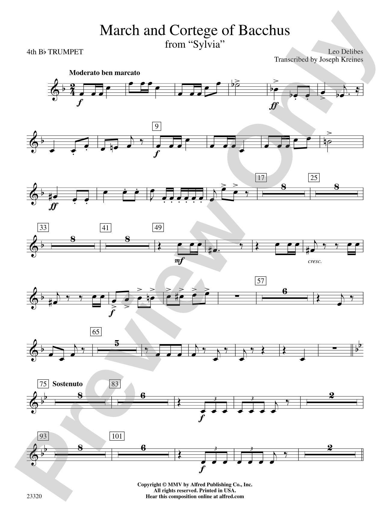 March and Cortege of Bacchus: 4th B-flat Trumpet