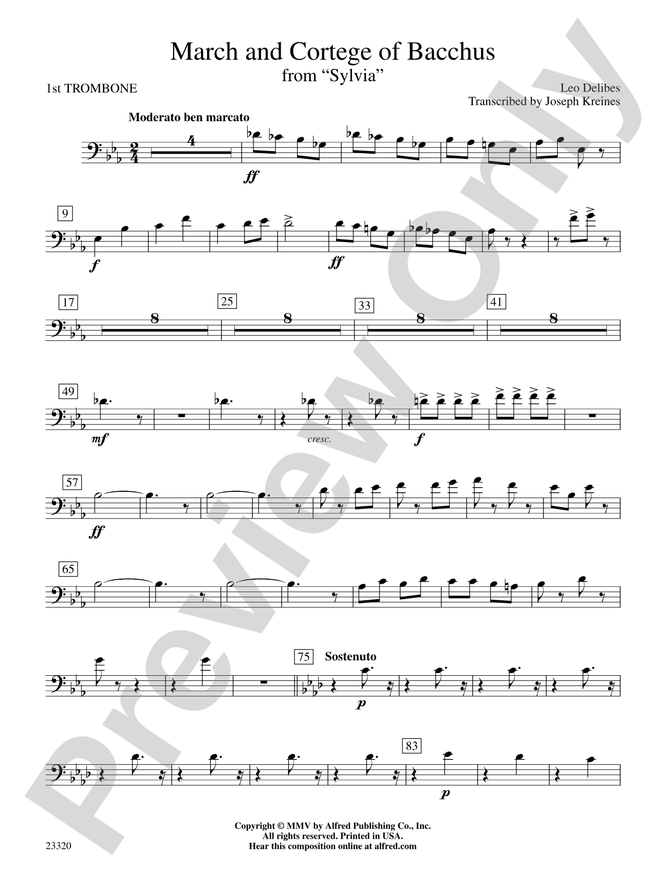 March and Cortege of Bacchus: 1st Trombone