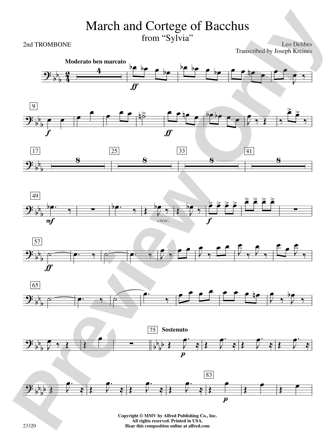 March and Cortege of Bacchus: 2nd Trombone