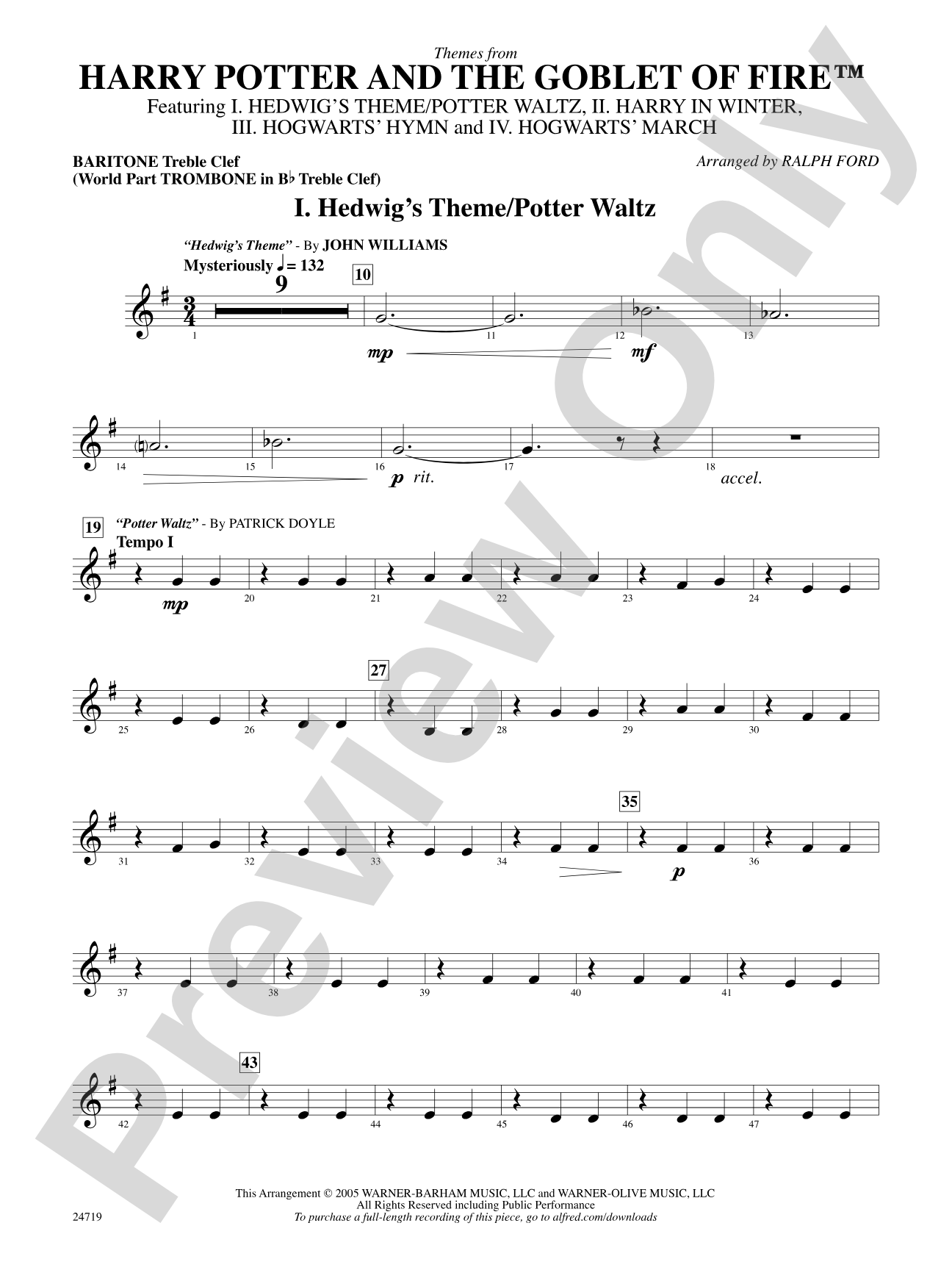 Harry Potter and the Goblet of Fire, Themes from: Baritone T.C.