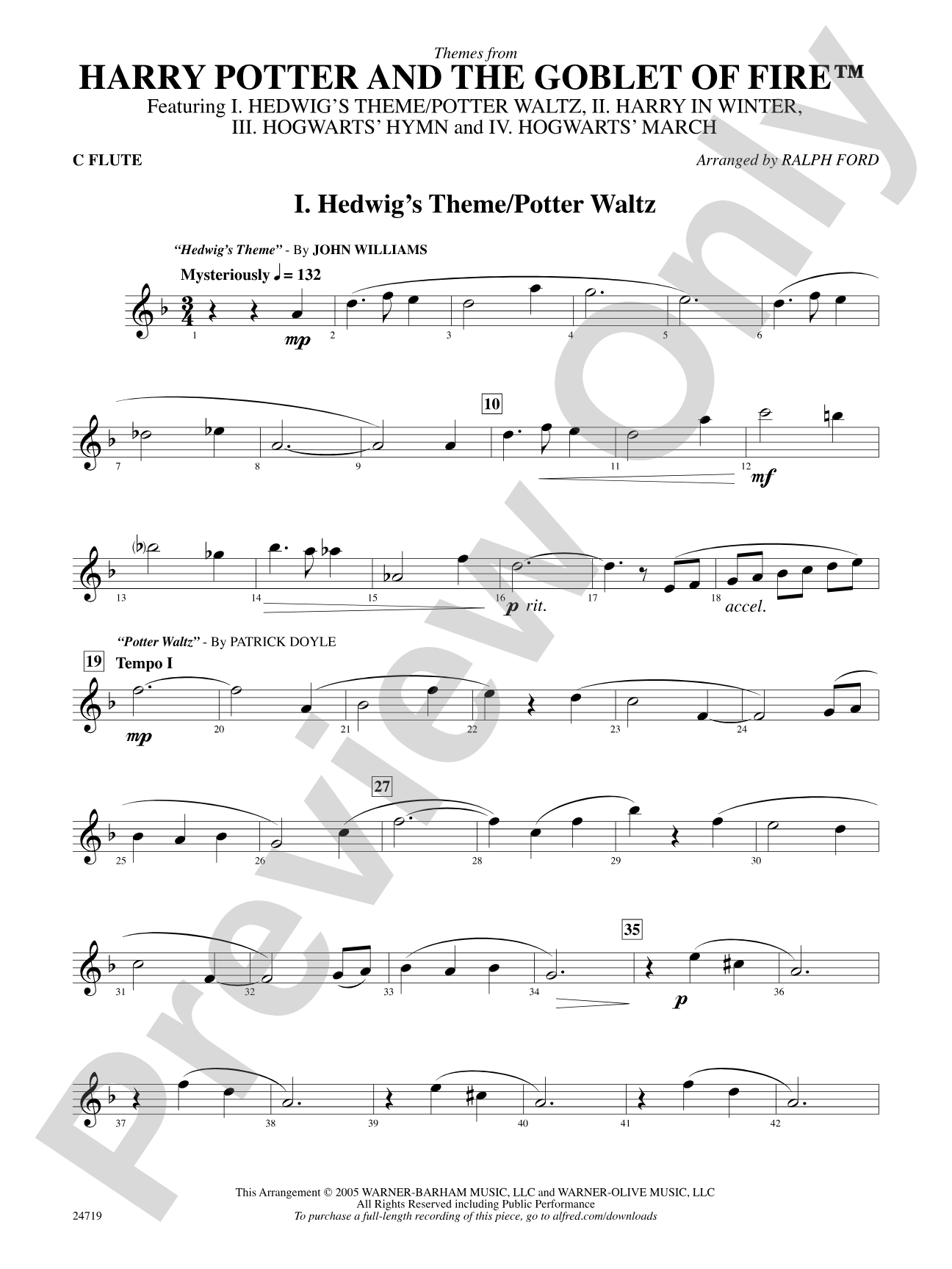 Harry Potter and the Goblet of Fire, Themes from: Flute