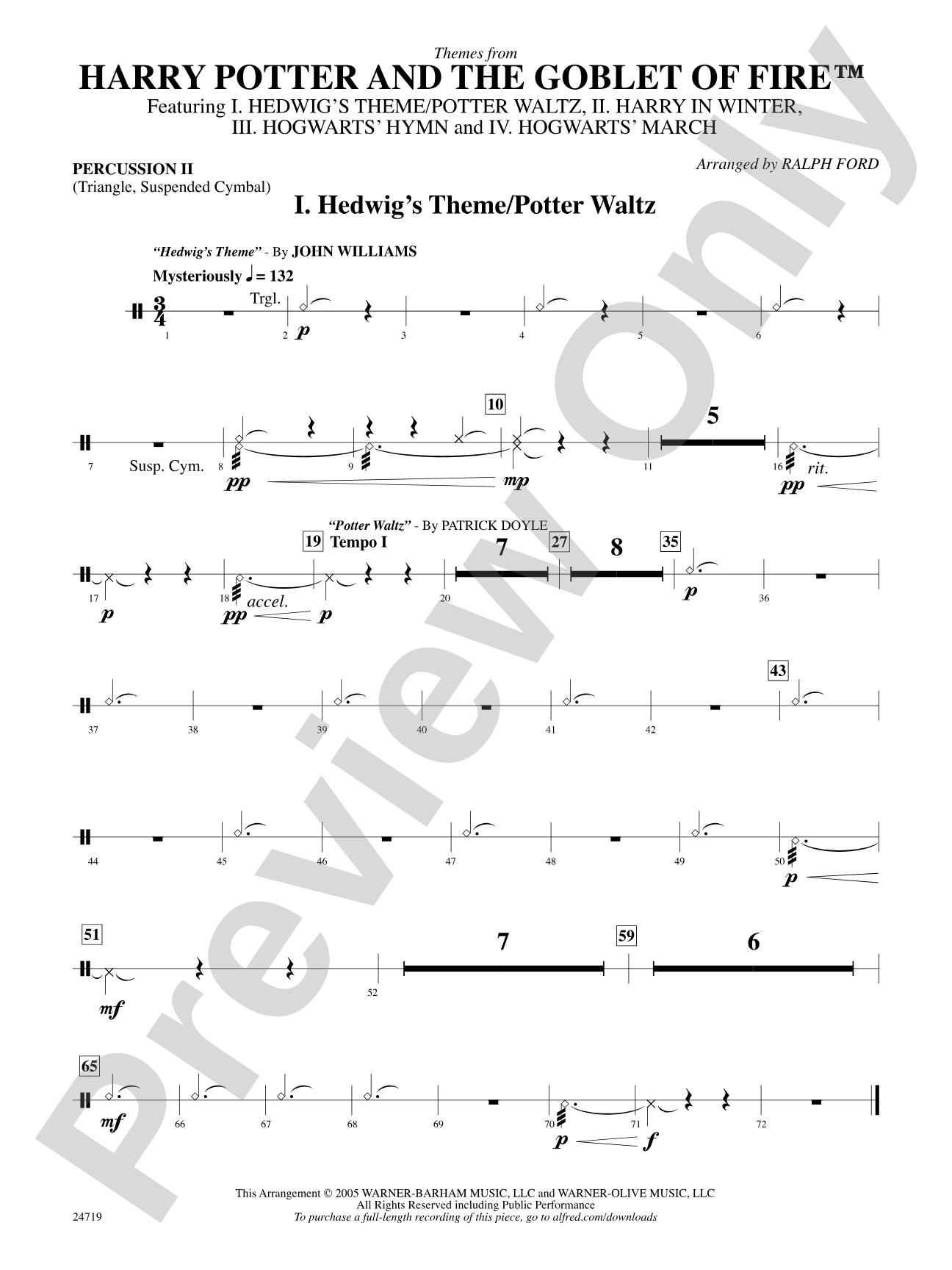 Harry Potter and the Goblet of Fire, Themes from: 2nd Percussion