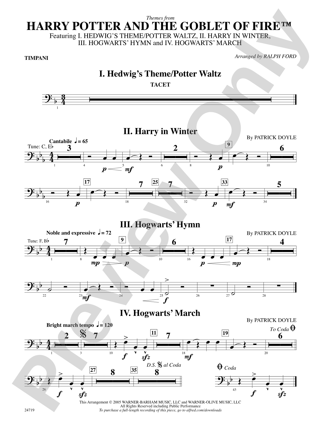 Harry Potter and the Goblet of Fire, Themes from: Timpani