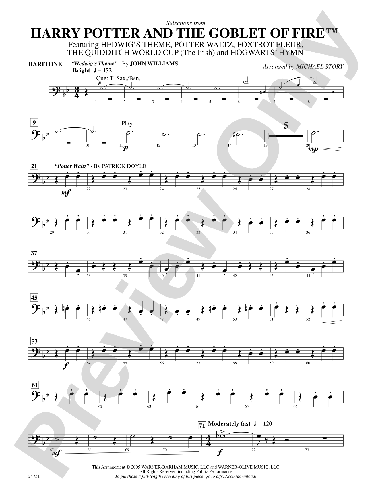 Harry Potter and the Goblet of Fire, Selections from: Baritone B.C.