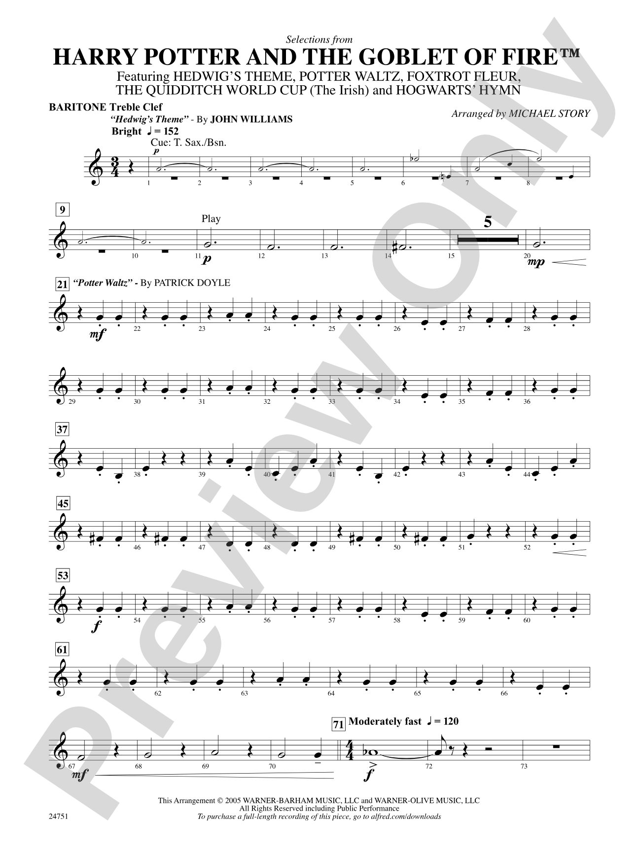 Harry Potter and the Goblet of Fire, Selections from: Baritone T.C.
