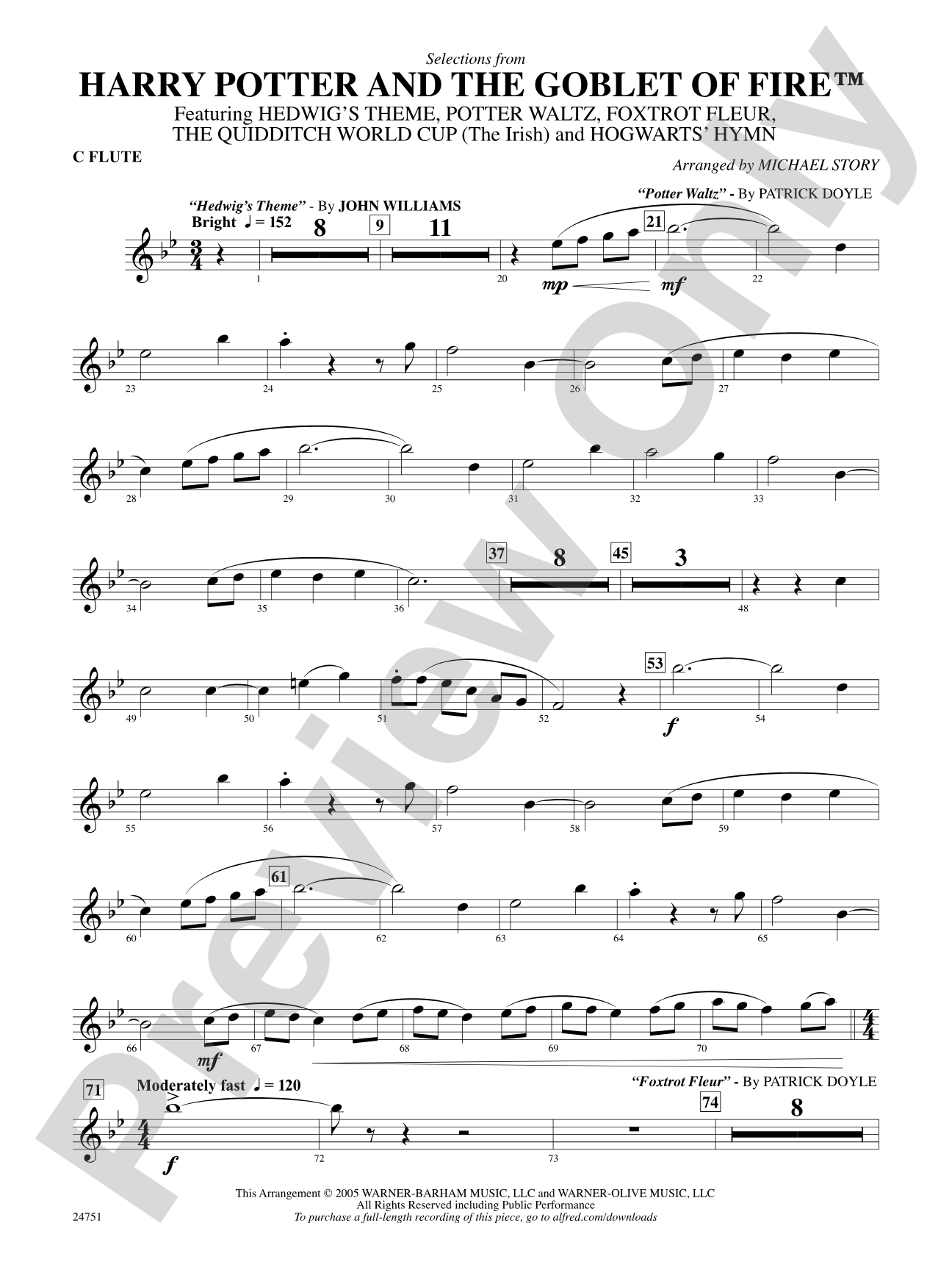 Harry Potter and the Goblet of Fire, Selections from: Flute