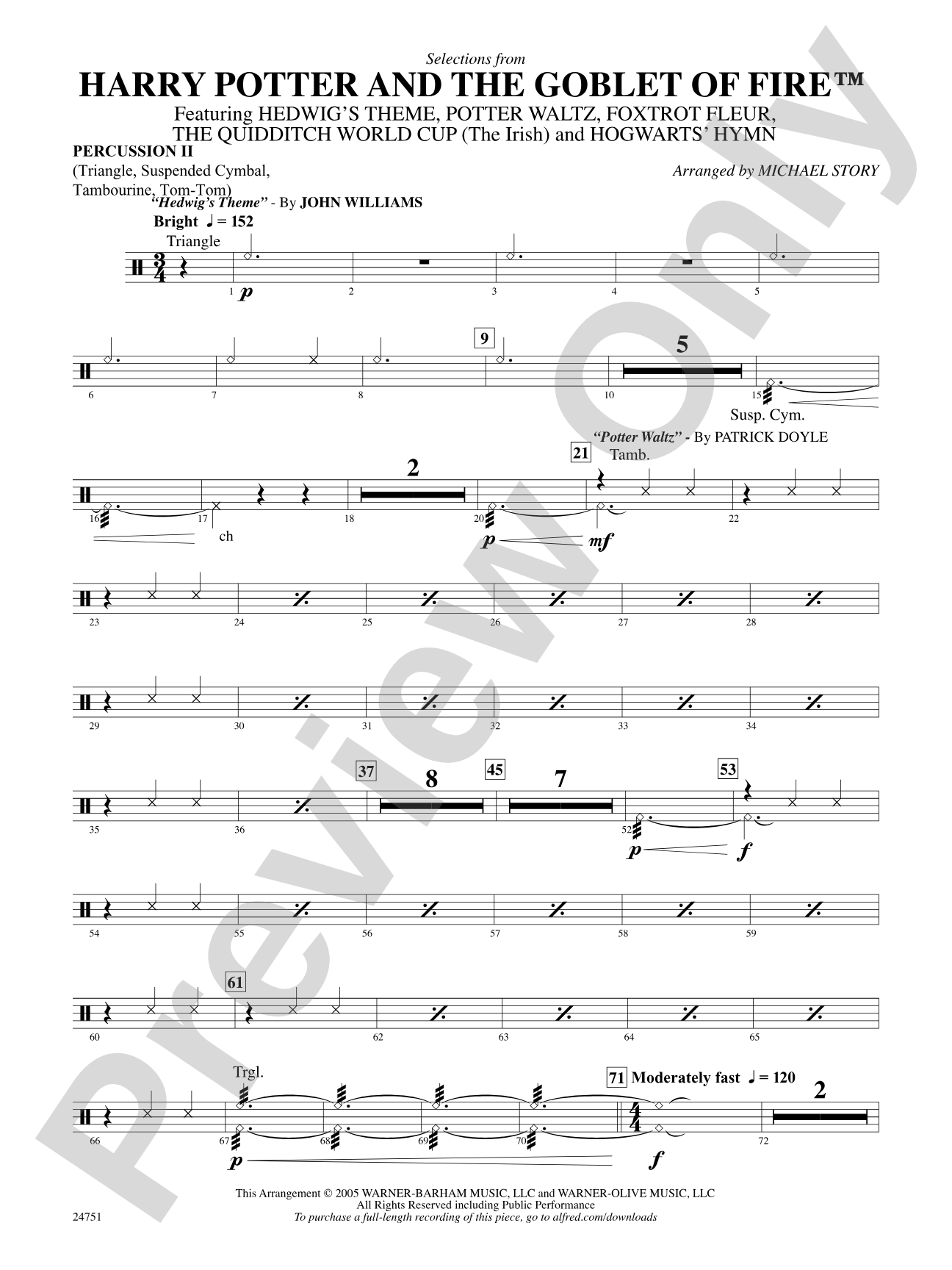 Harry Potter and the Goblet of Fire, Selections from: 2nd Percussion
