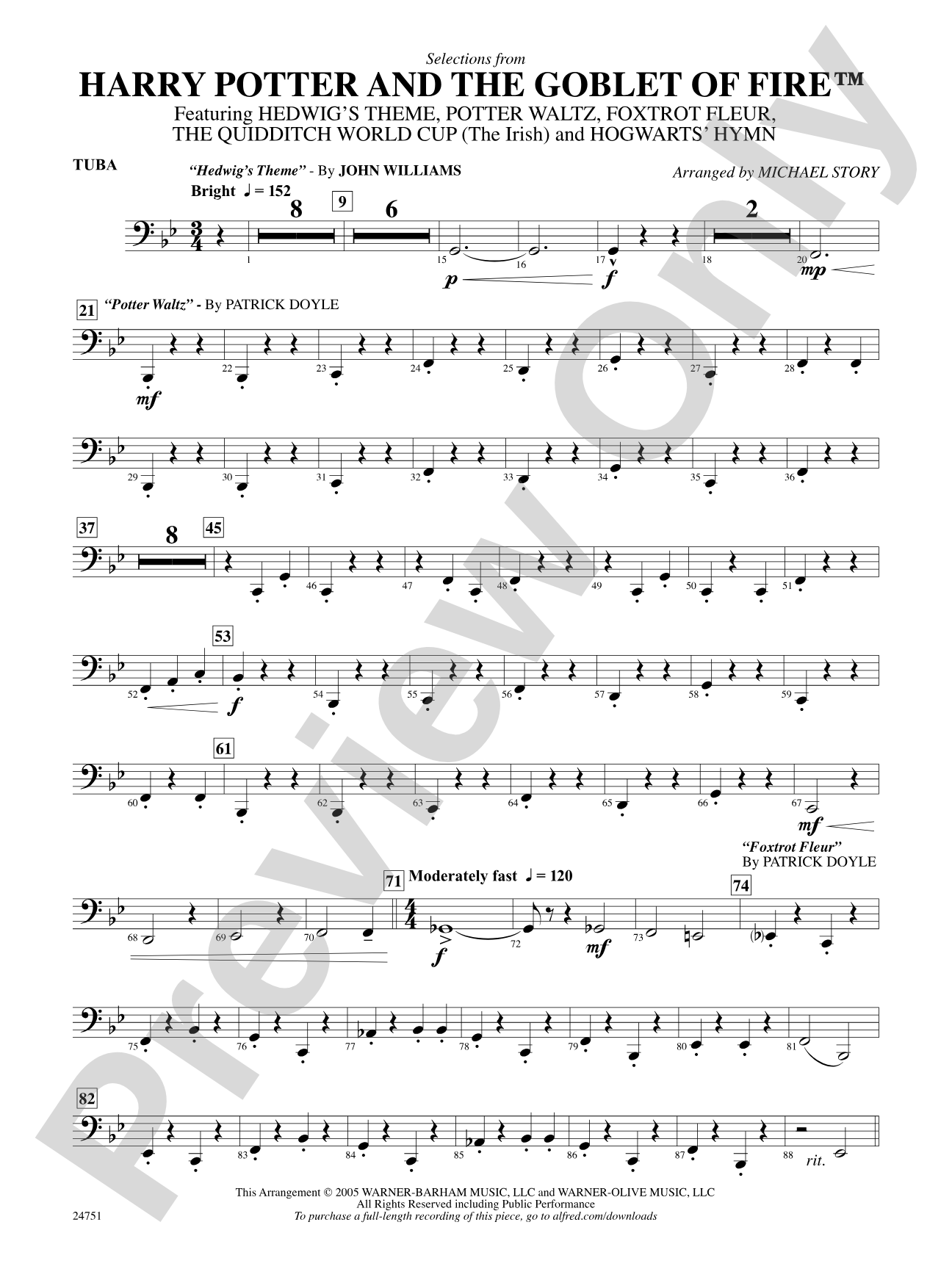 Harry Potter and the Goblet of Fire, Selections from: Tuba