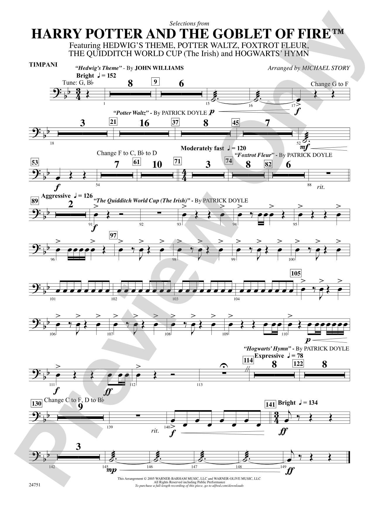 Harry Potter and the Goblet of Fire, Selections from: Timpani