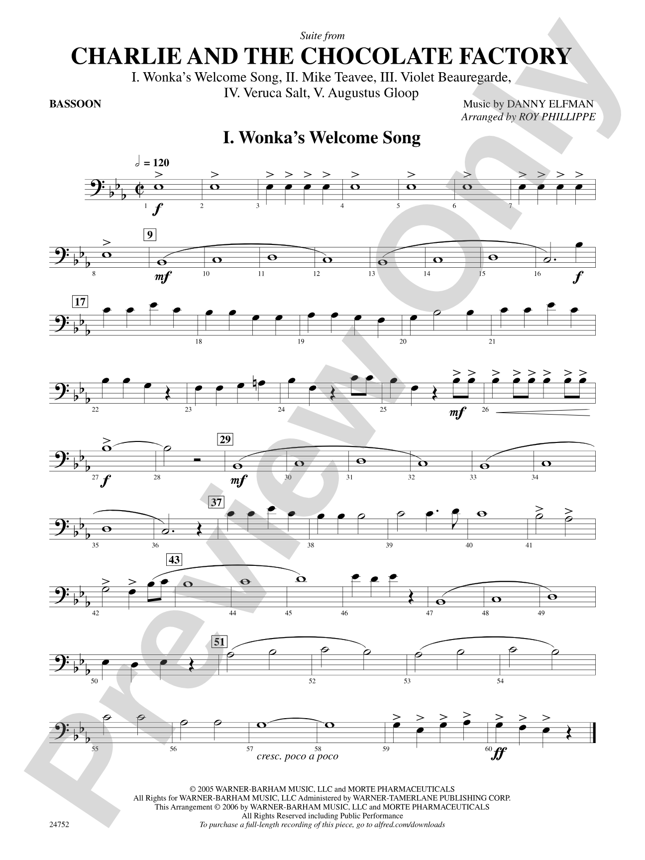 Charlie and the Chocolate Factory, Suite from: Bassoon