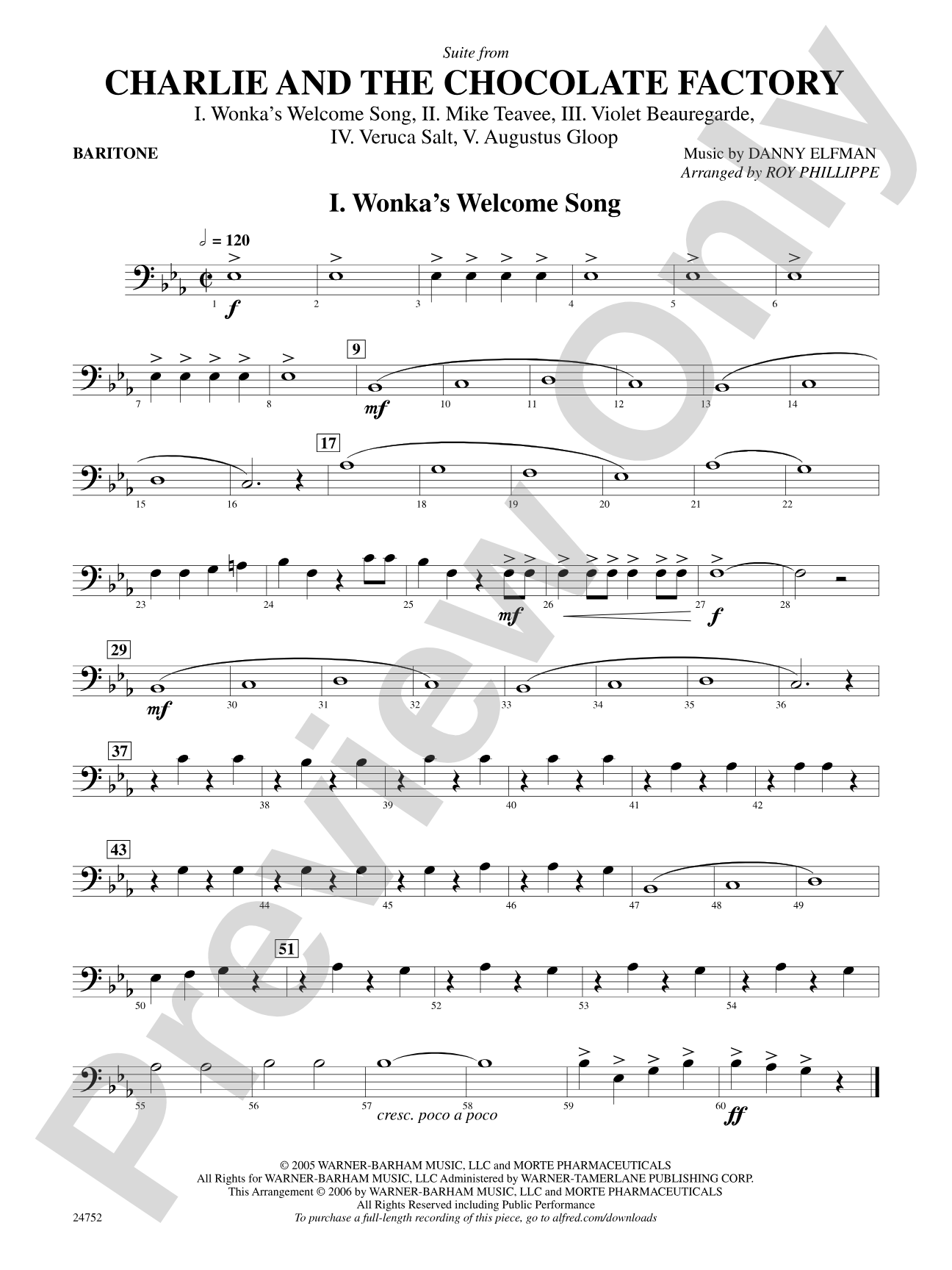 Charlie and the Chocolate Factory, Suite from: Baritone B.C.