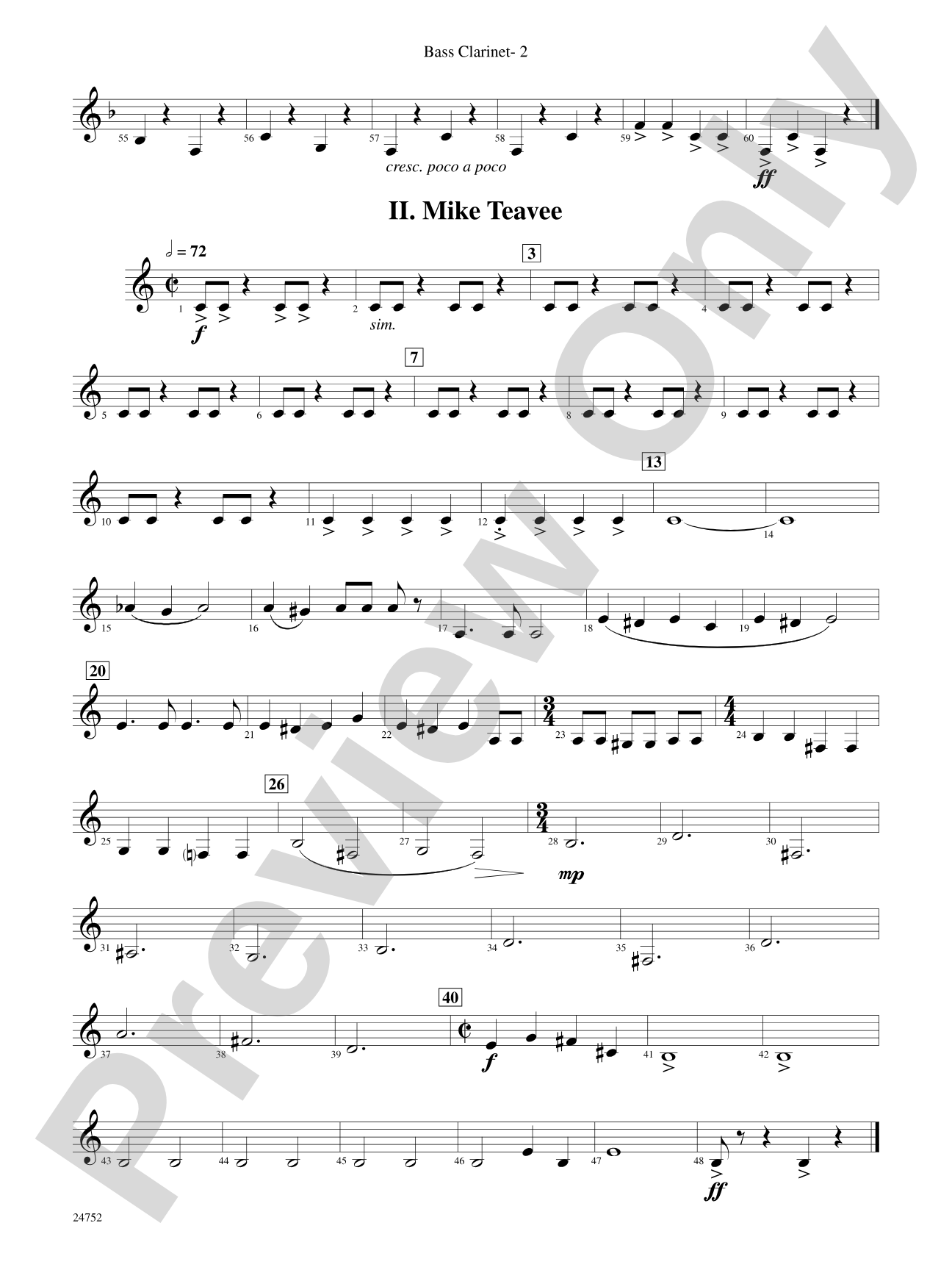 Charlie and the Chocolate Factory, Suite from: B-flat Bass Clarinet