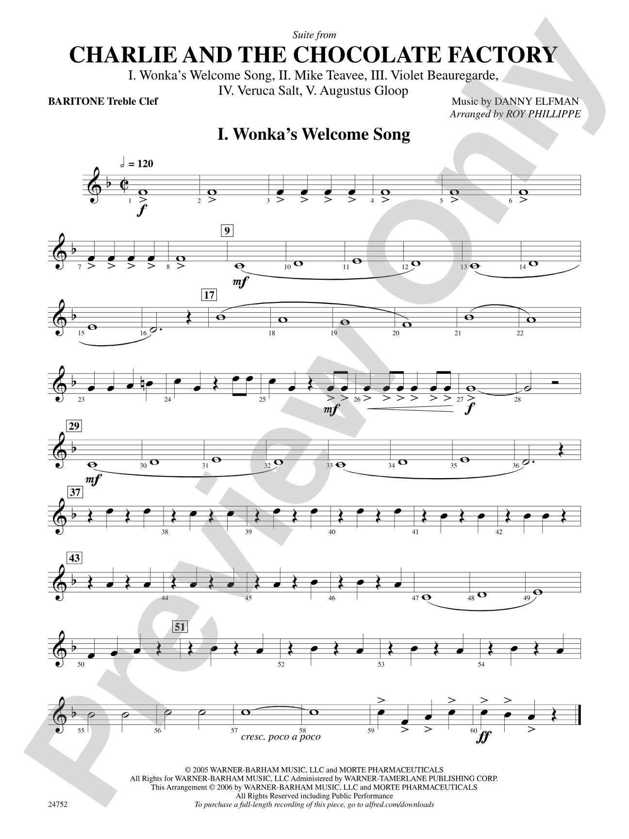 Charlie and the Chocolate Factory, Suite from: Baritone T.C.