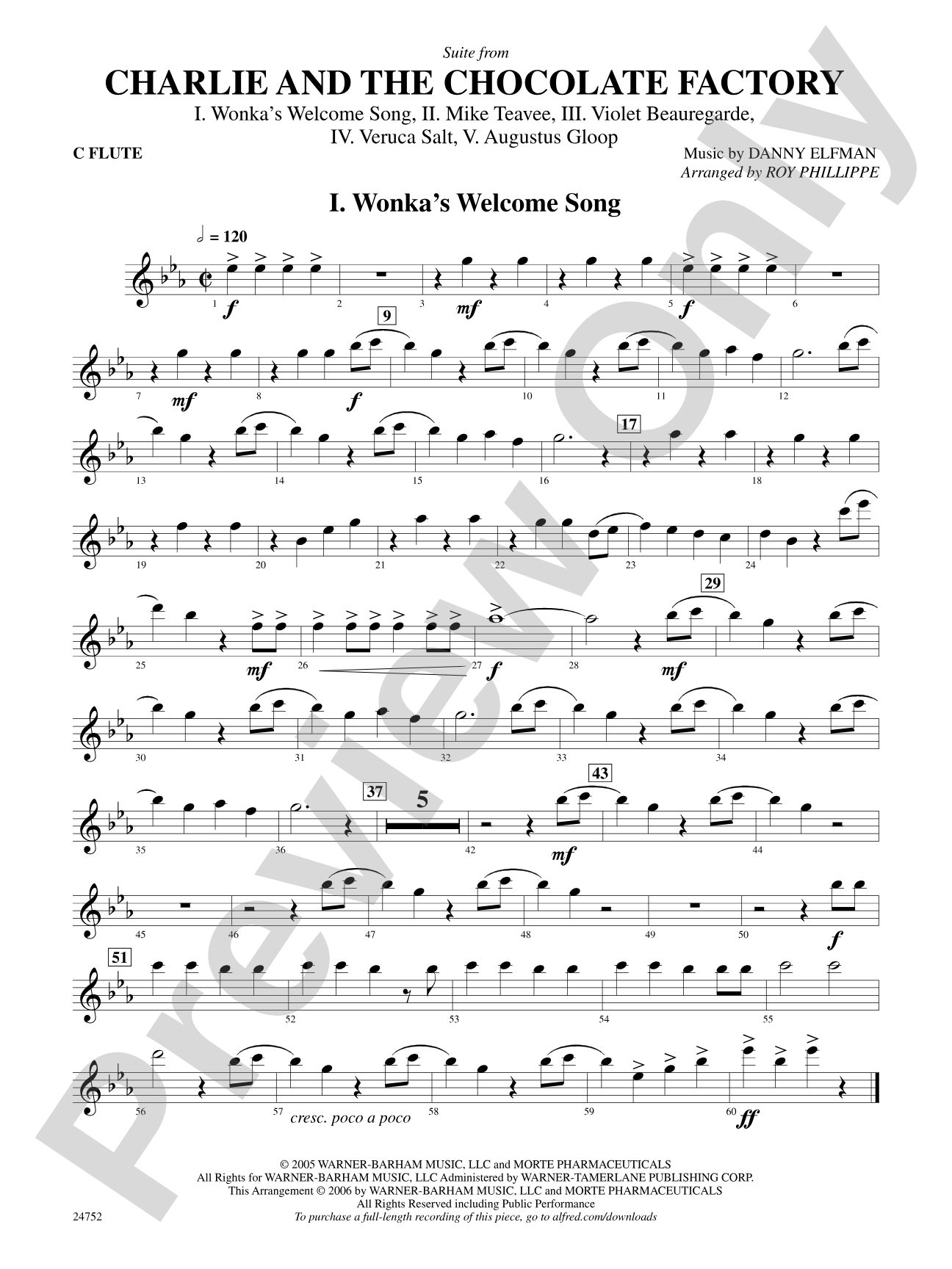 Charlie and the Chocolate Factory, Suite from: Flute