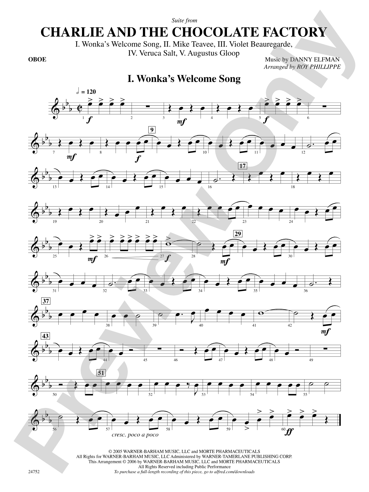 Charlie and the Chocolate Factory, Suite from: Oboe