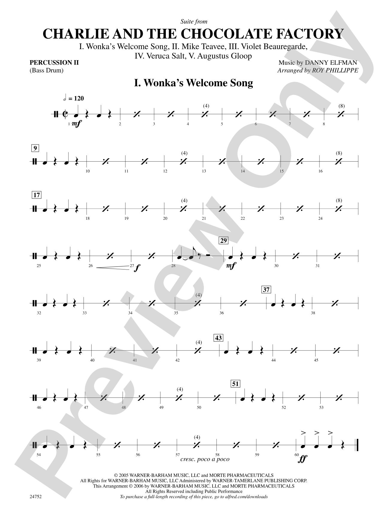 Charlie and the Chocolate Factory, Suite from: 2nd Percussion