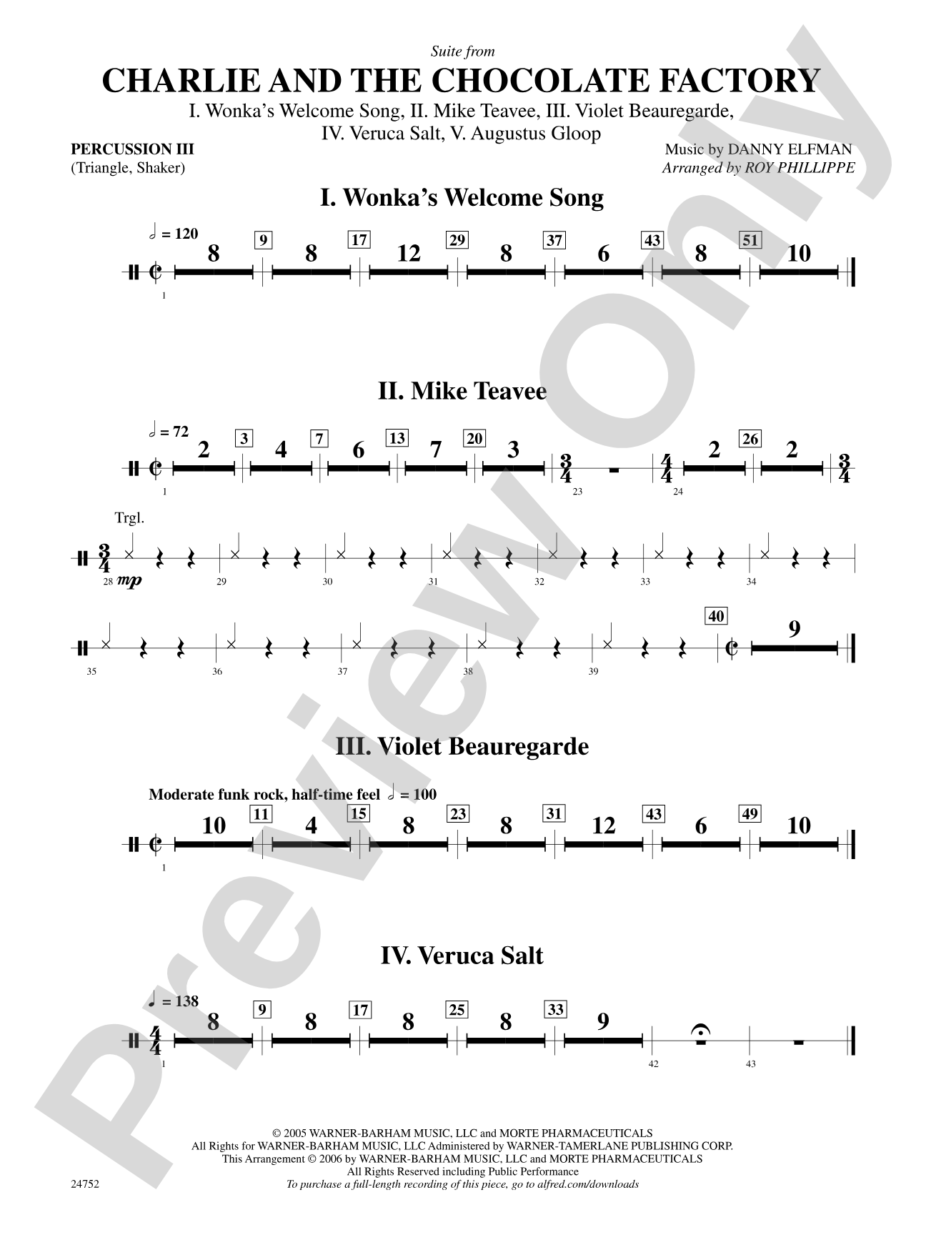 Charlie and the Chocolate Factory, Suite from: 3rd Percussion
