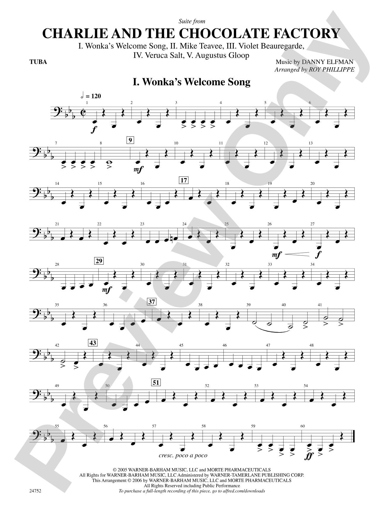 Charlie and the Chocolate Factory, Suite from: Tuba