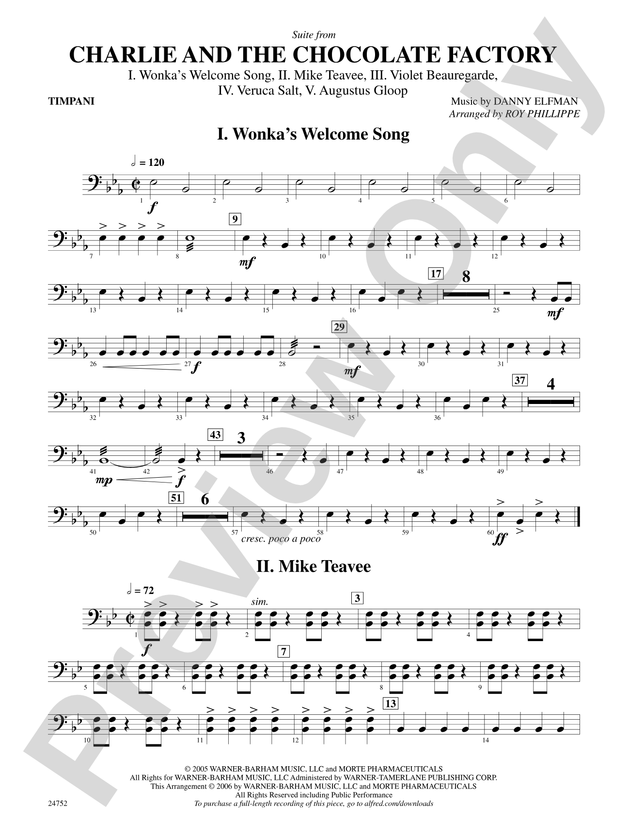 Charlie and the Chocolate Factory, Suite from: Timpani