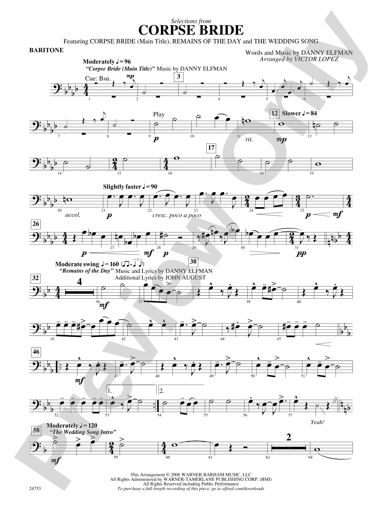 Corpse Bride, Selections from: Baritone B.C.