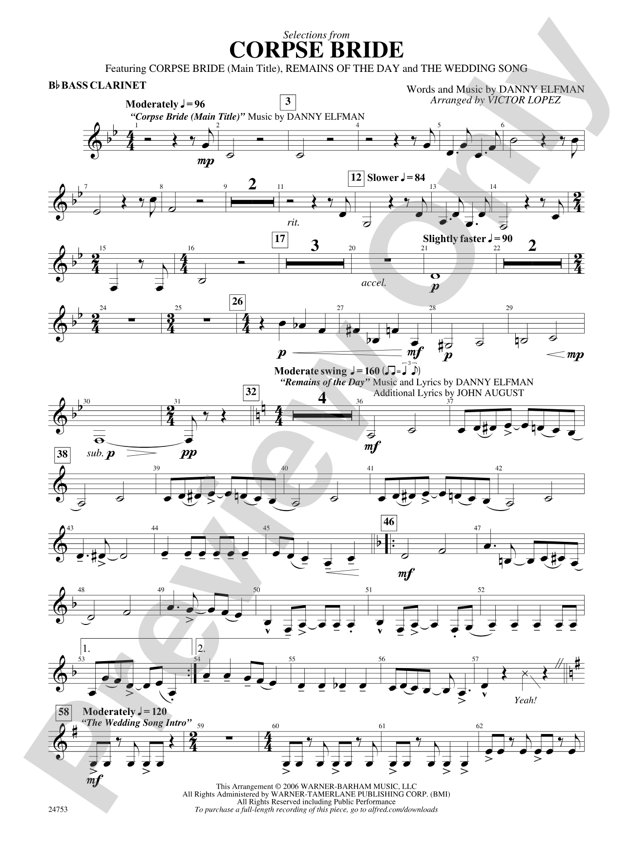 Corpse Bride, Selections from: B-flat Bass Clarinet
