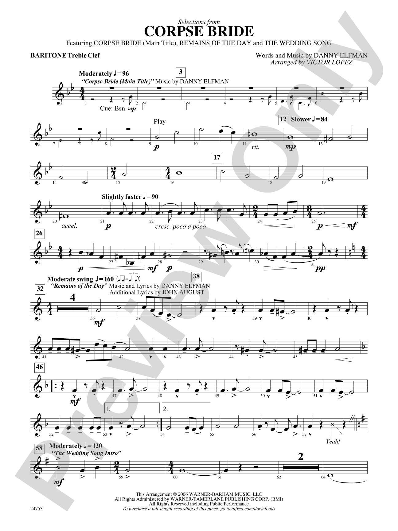 Corpse Bride, Selections from: Baritone T.C.