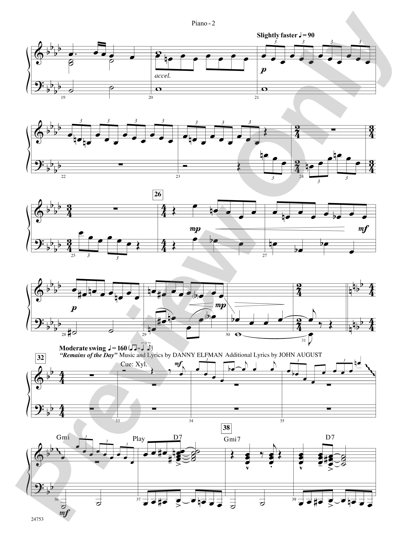 Corpse Bride, Selections from: Piano Accompaniment