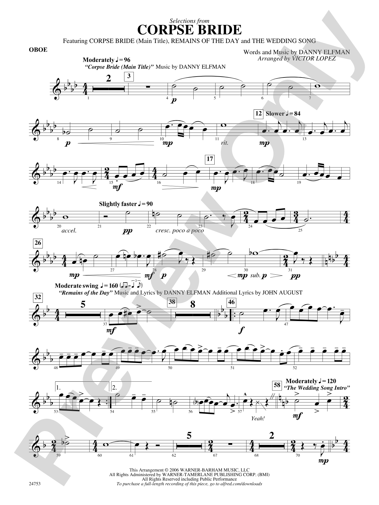 Corpse Bride, Selections from: Oboe