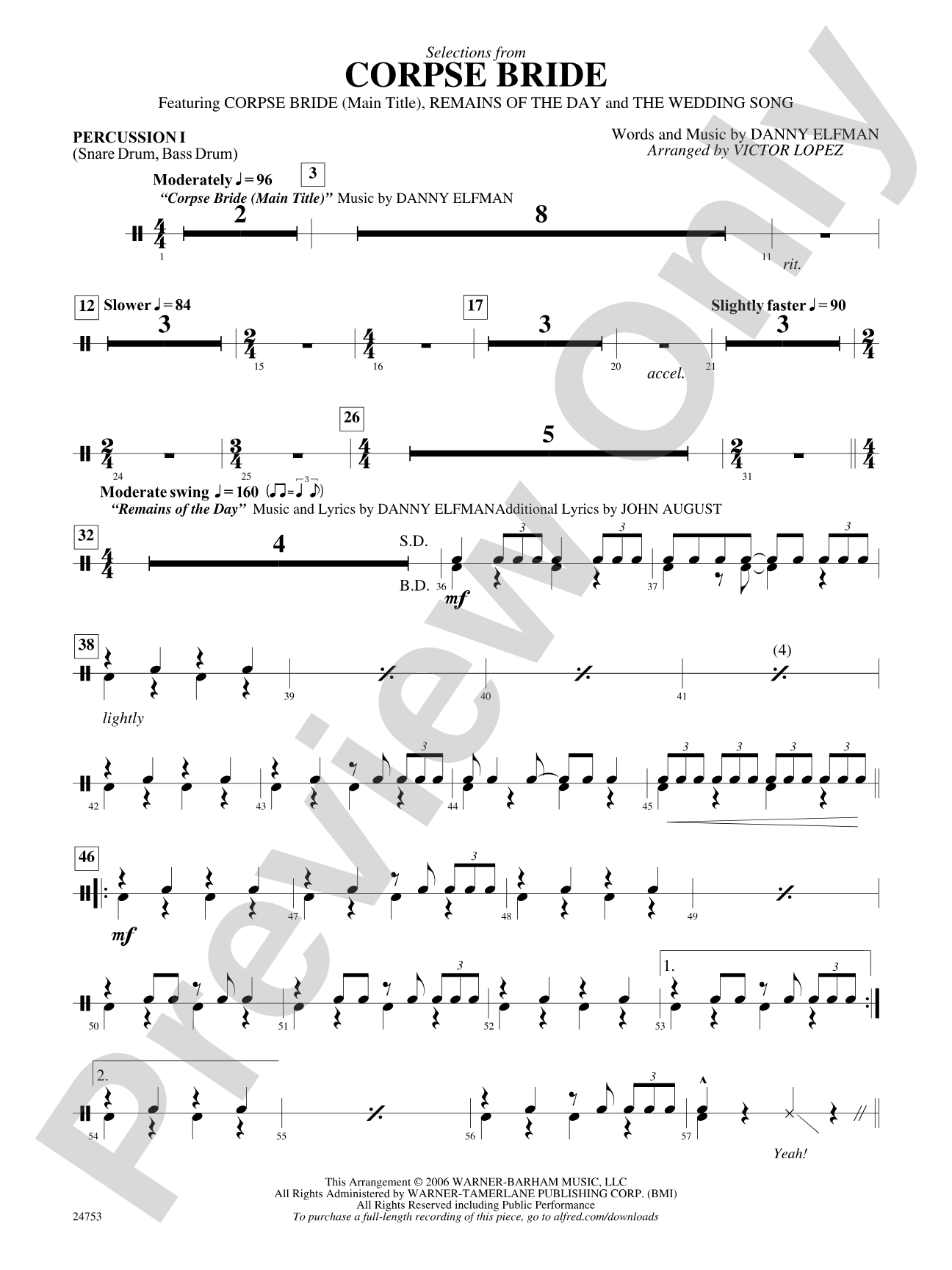 Corpse Bride, Selections from: 1st Percussion