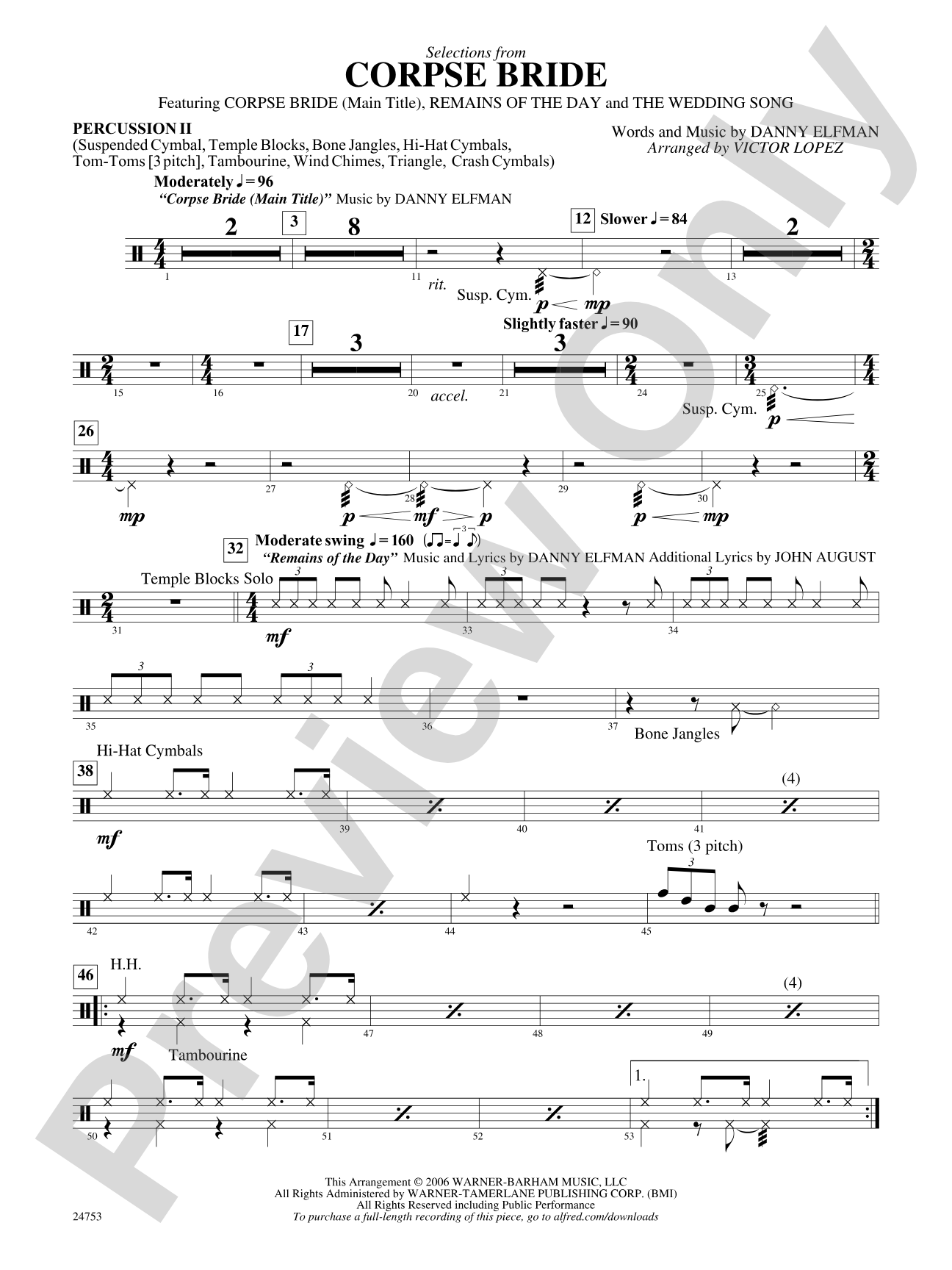 Corpse Bride, Selections from: 2nd Percussion