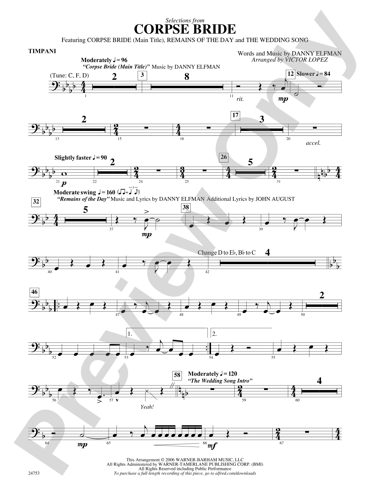 Corpse Bride, Selections from: Timpani