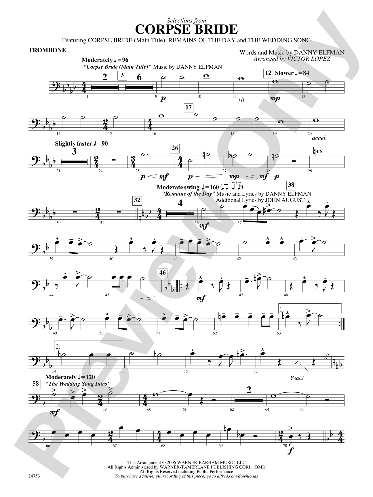 Corpse Bride, Selections from: 1st Trombone