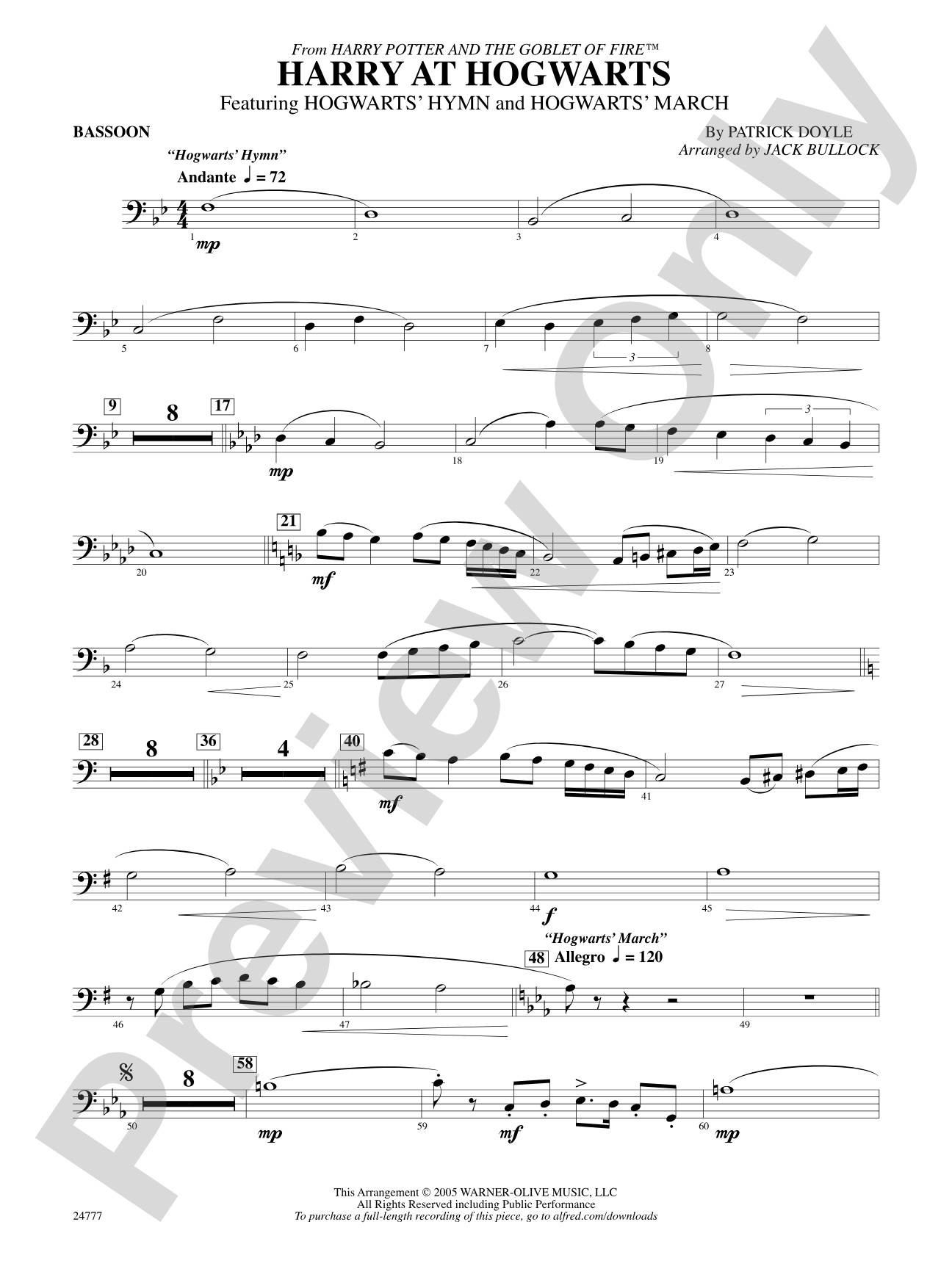 Harry at Hogwarts (from Harry Potter and the Goblet of Fire): Bassoon