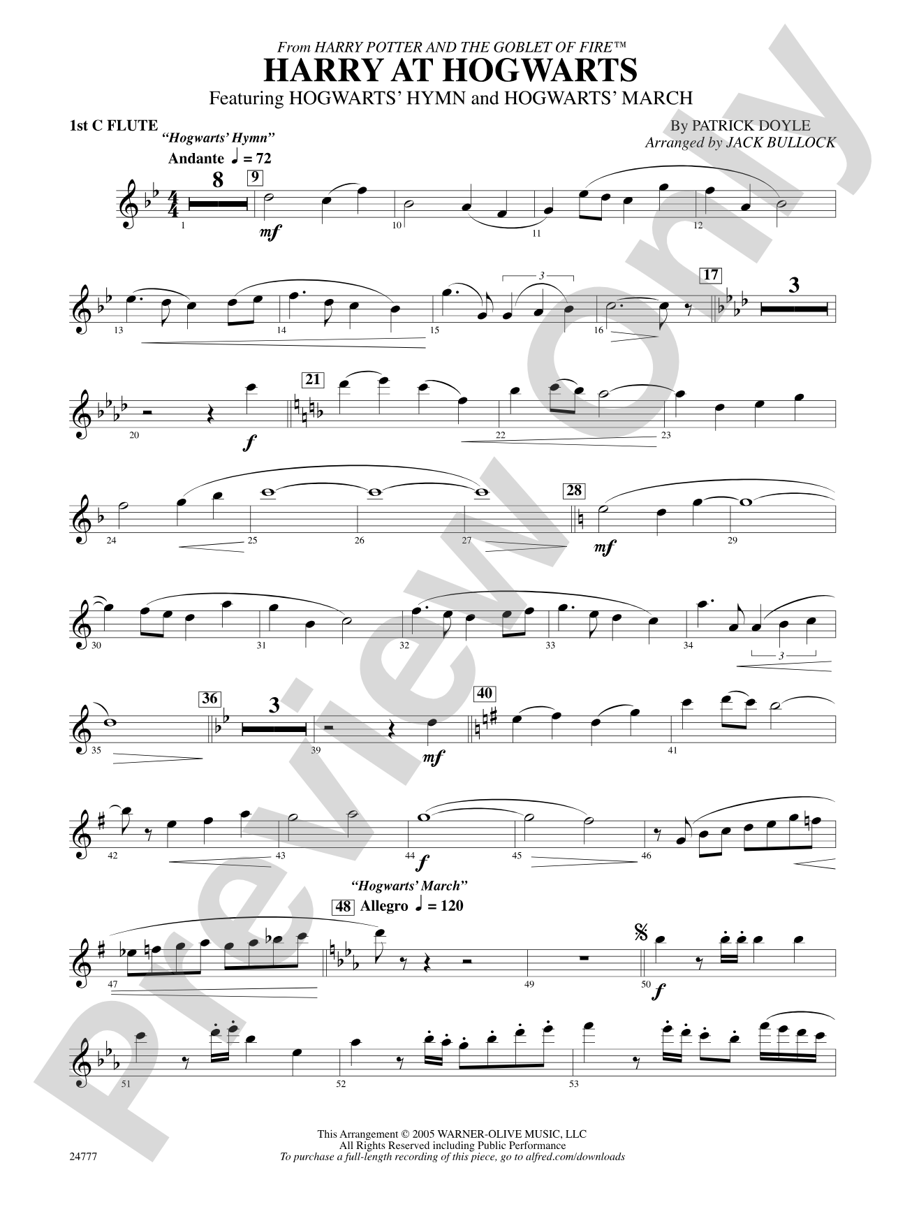 Harry at Hogwarts (from Harry Potter and the Goblet of Fire): Flute