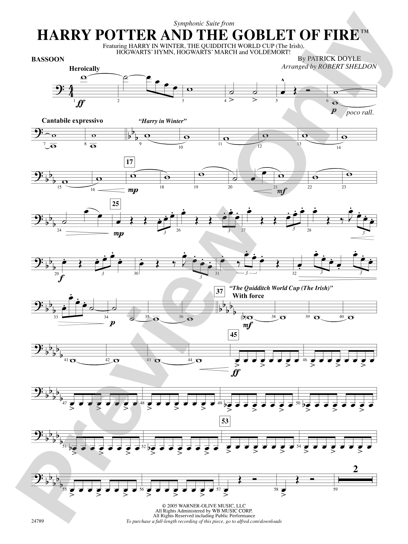 Harry Potter and the Goblet of Fire, Symphonic Suite from: Bassoon