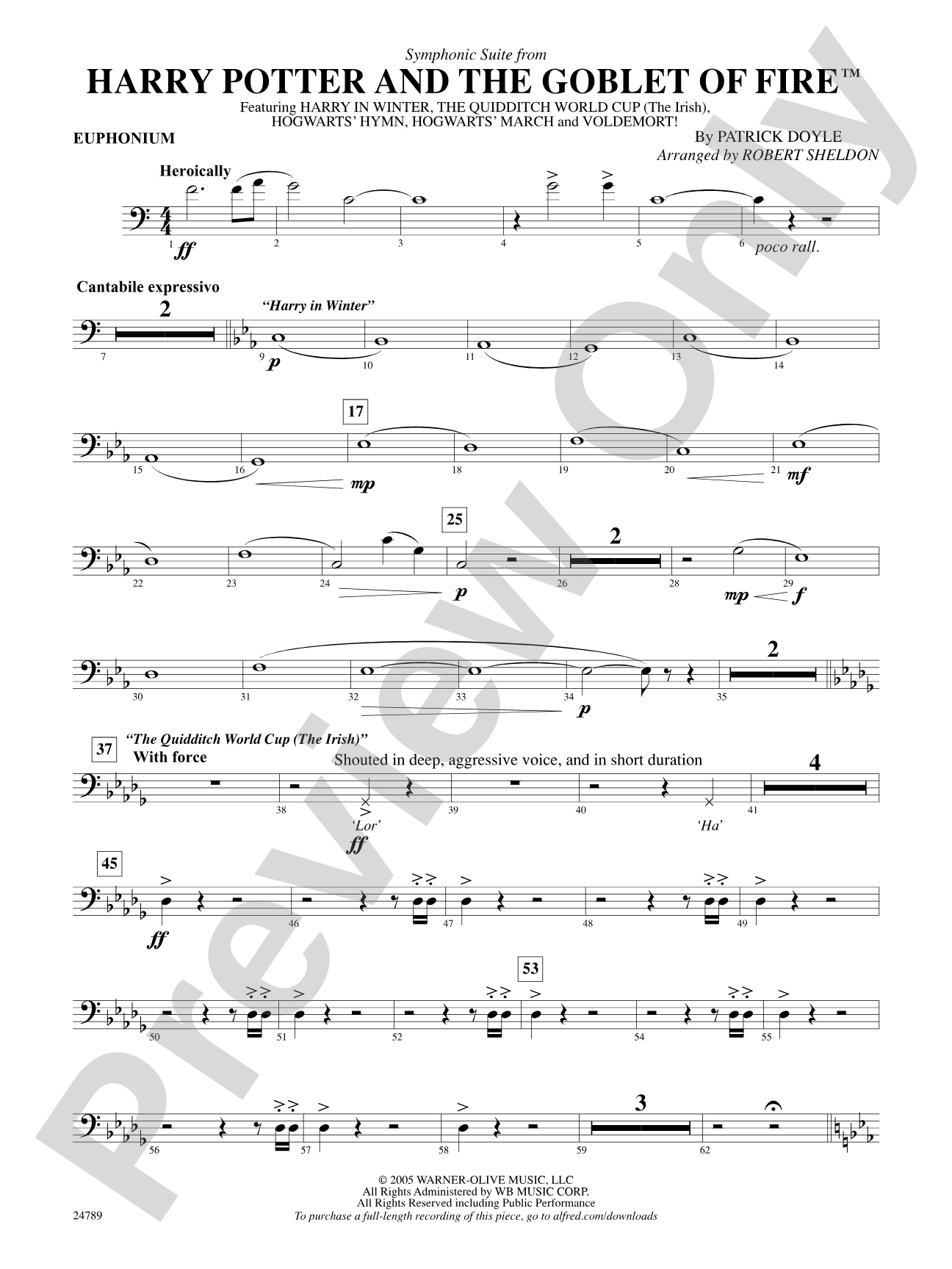 Harry Potter and the Goblet of Fire, Symphonic Suite from: Baritone B.C.