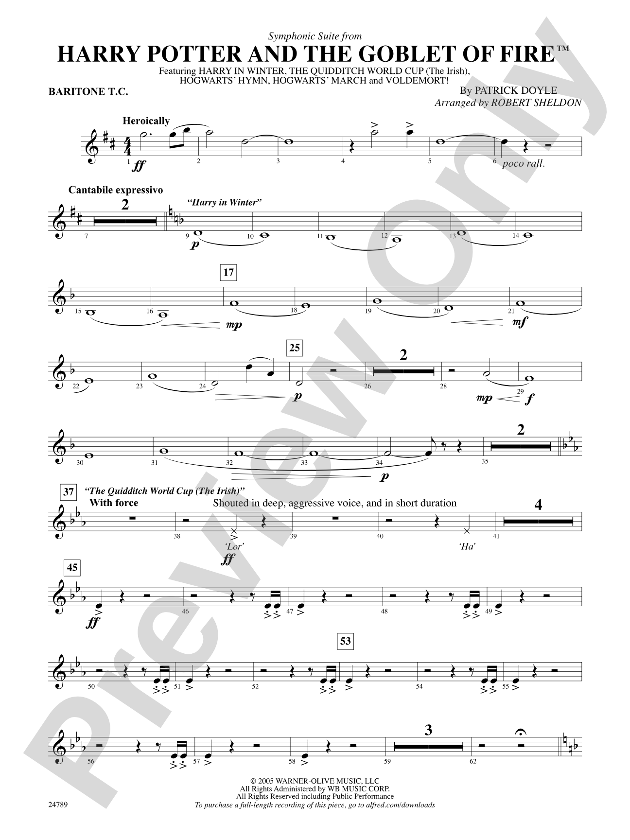 Harry Potter and the Goblet of Fire, Symphonic Suite from: Baritone T.C.