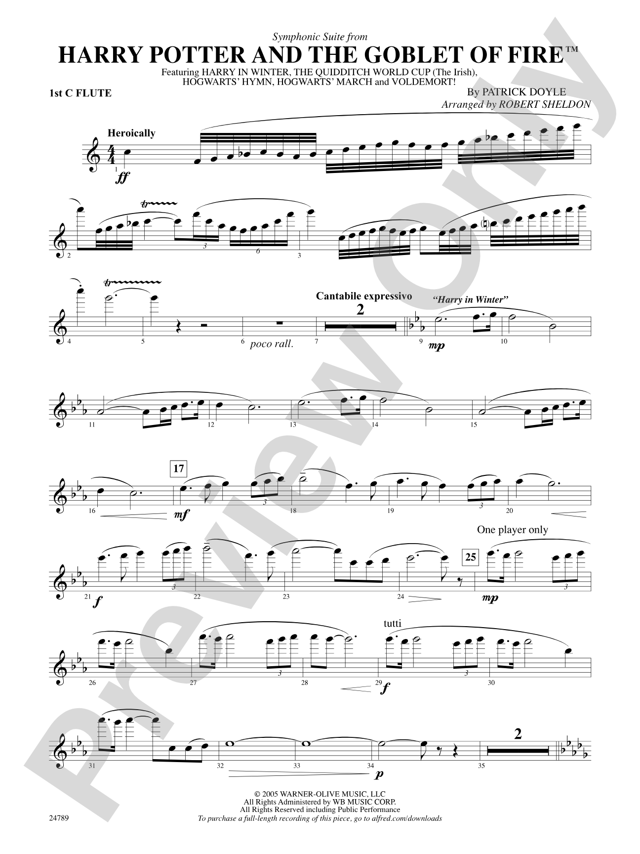 Harry Potter and the Goblet of Fire, Symphonic Suite from: Flute