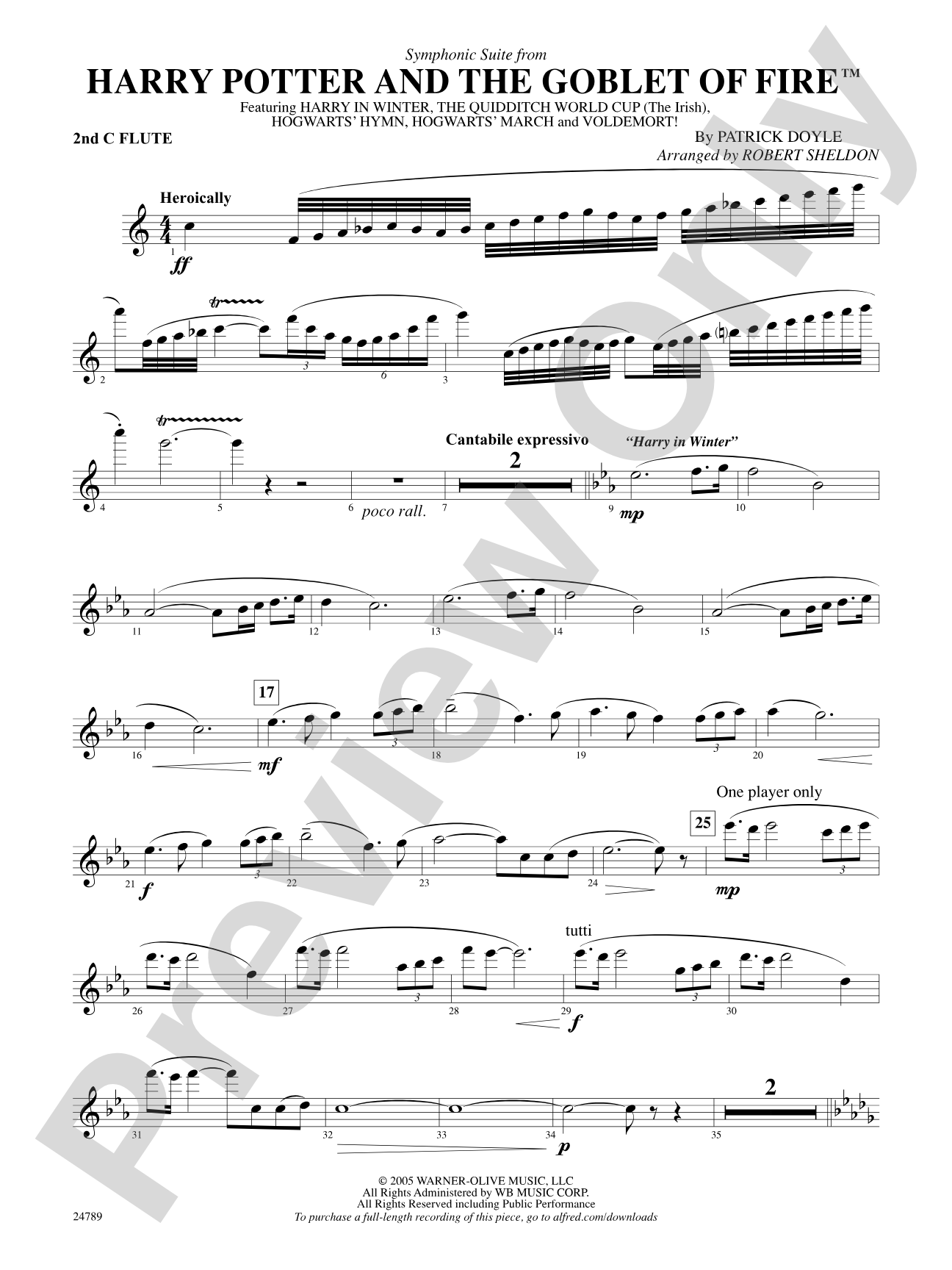 Harry Potter and the Goblet of Fire, Symphonic Suite from: 2nd Flute