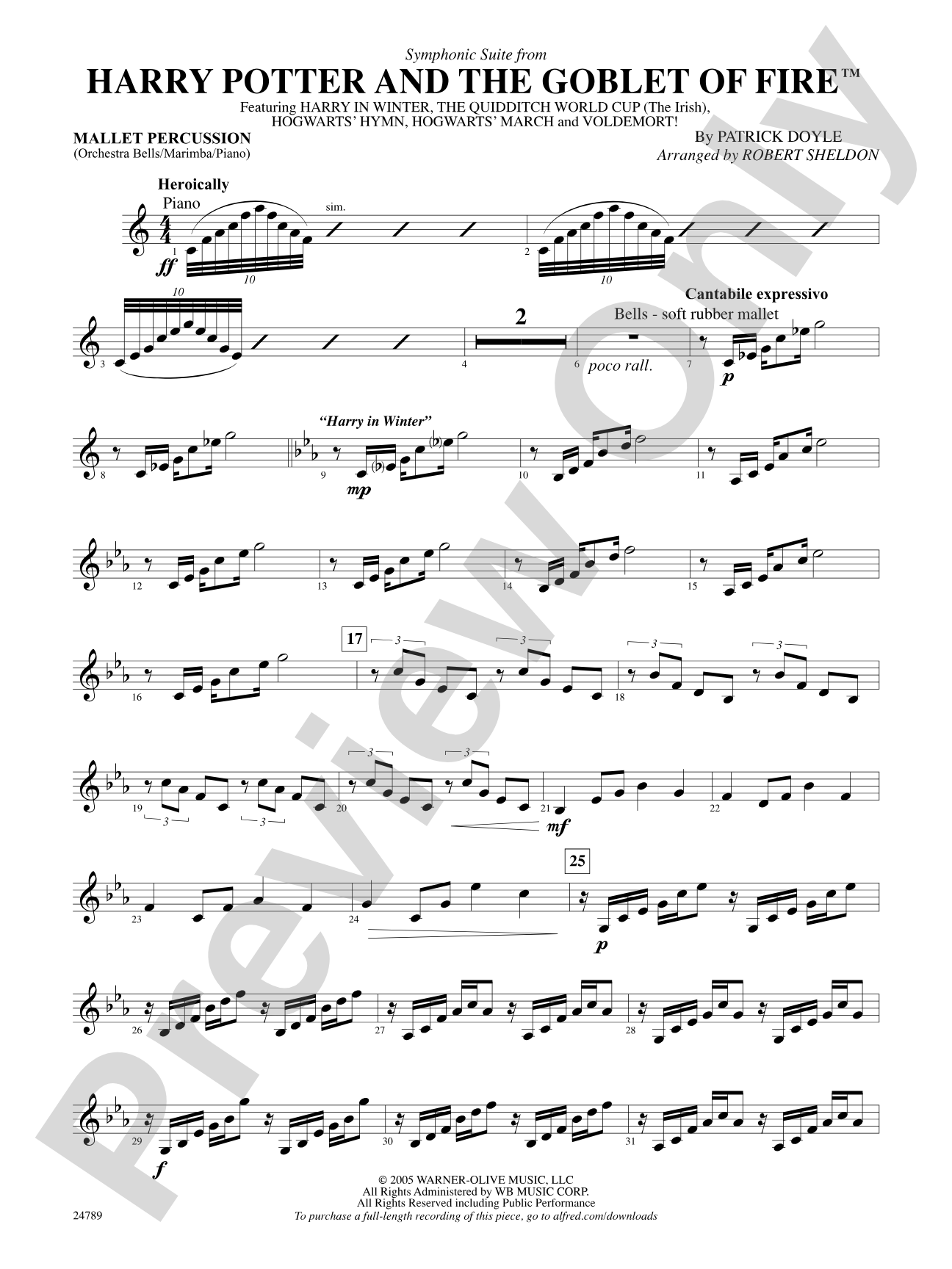 Harry Potter and the Goblet of Fire, Symphonic Suite from: Mallets