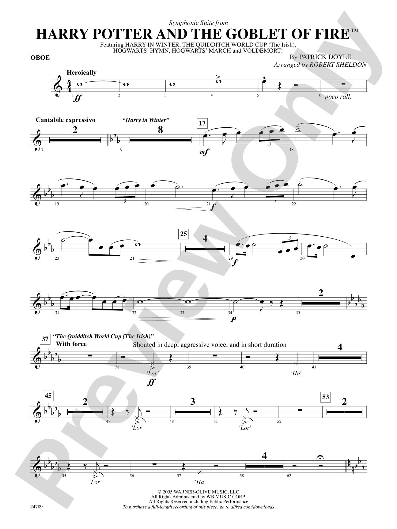 Harry Potter and the Goblet of Fire, Symphonic Suite from: Oboe