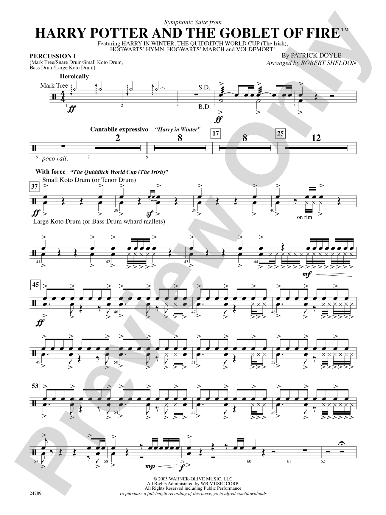 Harry Potter and the Goblet of Fire, Symphonic Suite from: 1st Percussion