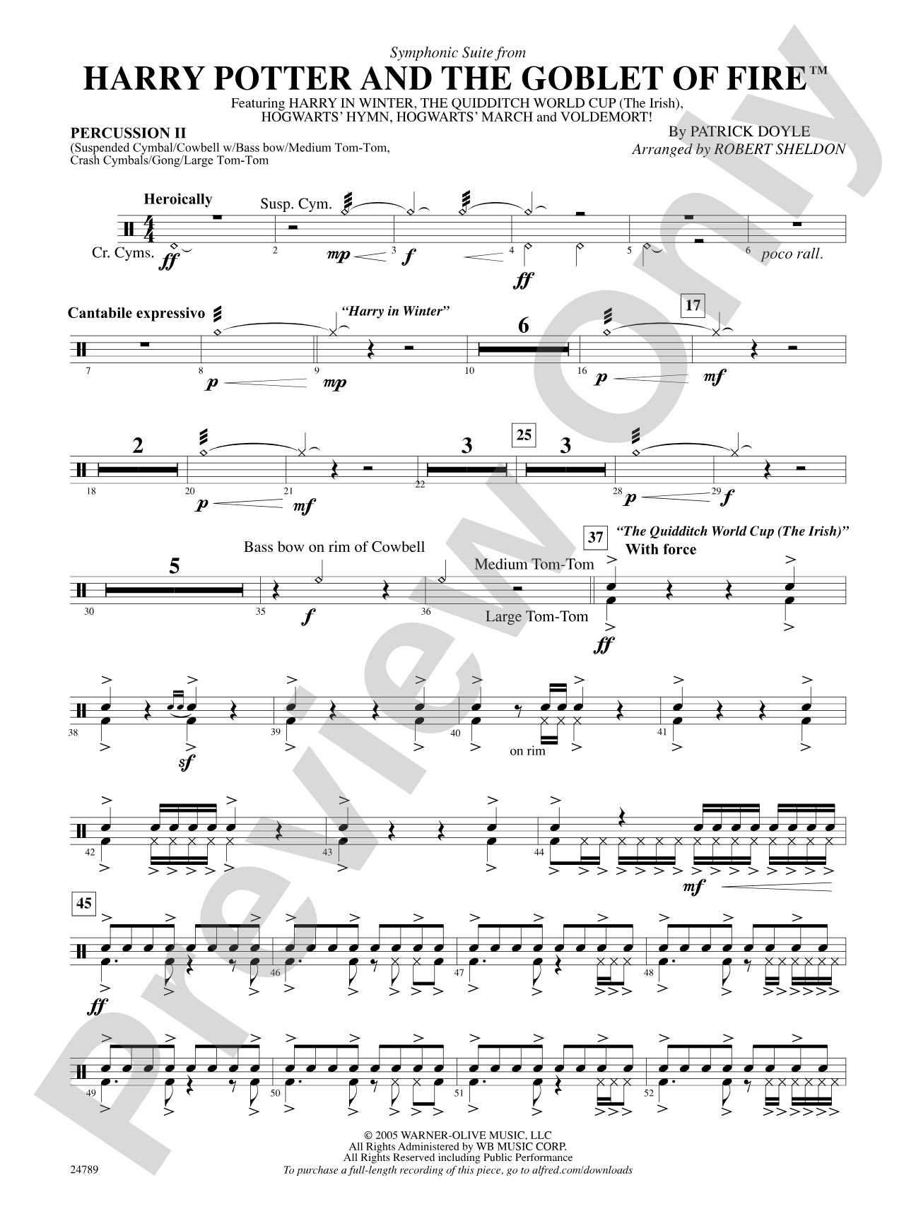 Harry Potter and the Goblet of Fire, Symphonic Suite from: 2nd Percussion