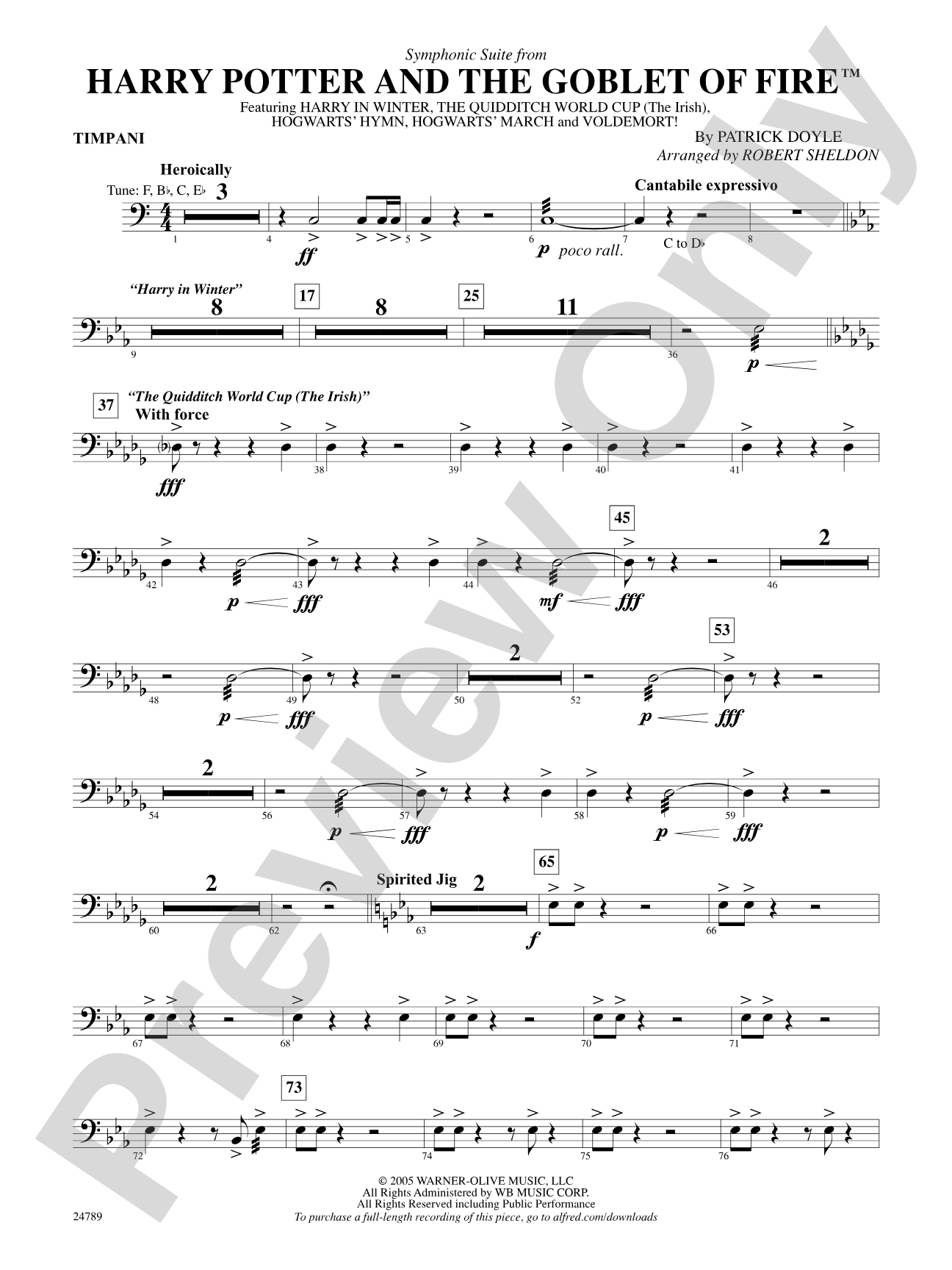 Harry Potter and the Goblet of Fire, Symphonic Suite from: Timpani