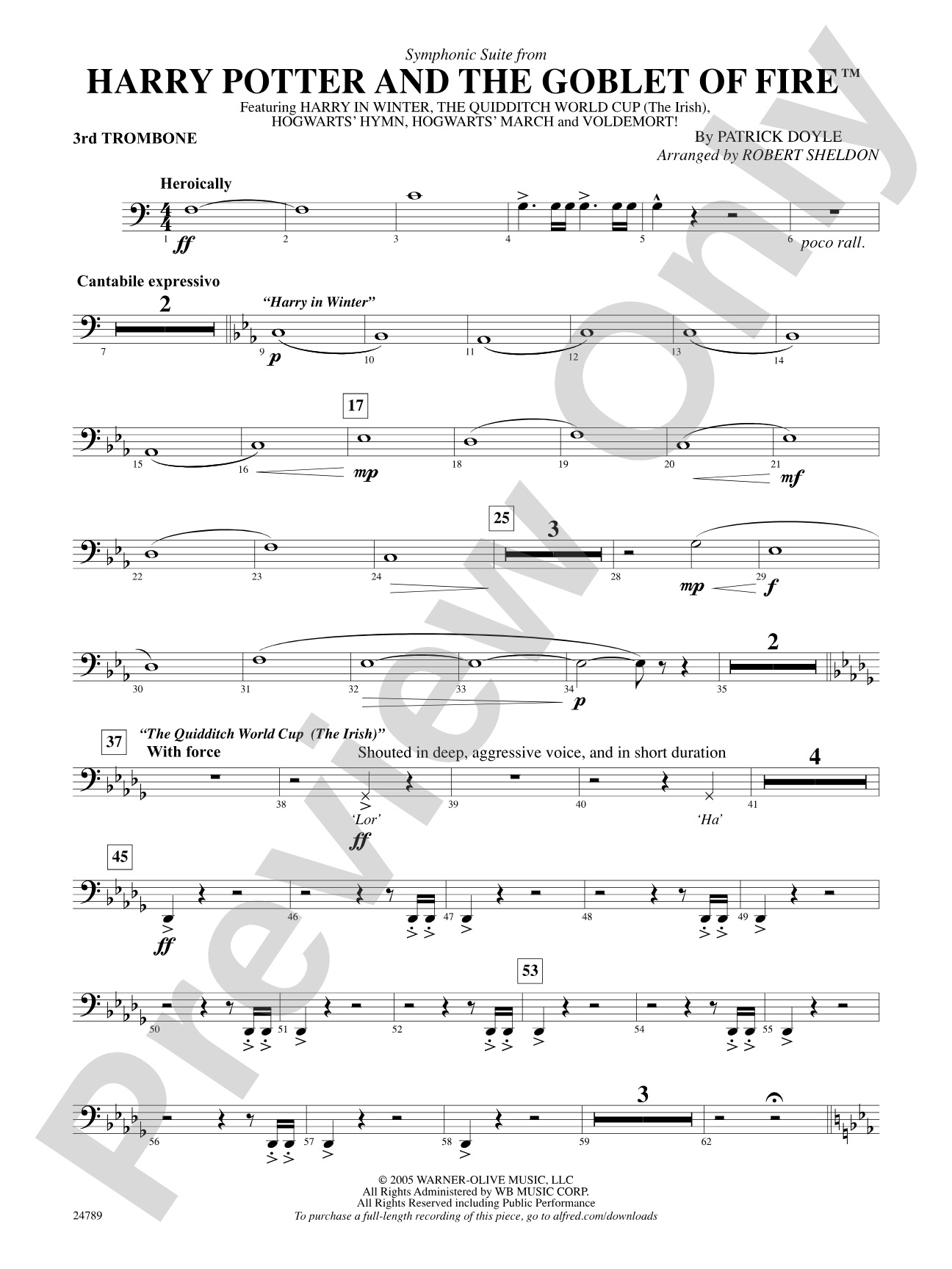 Harry Potter and the Goblet of Fire, Symphonic Suite from: 3rd Trombone