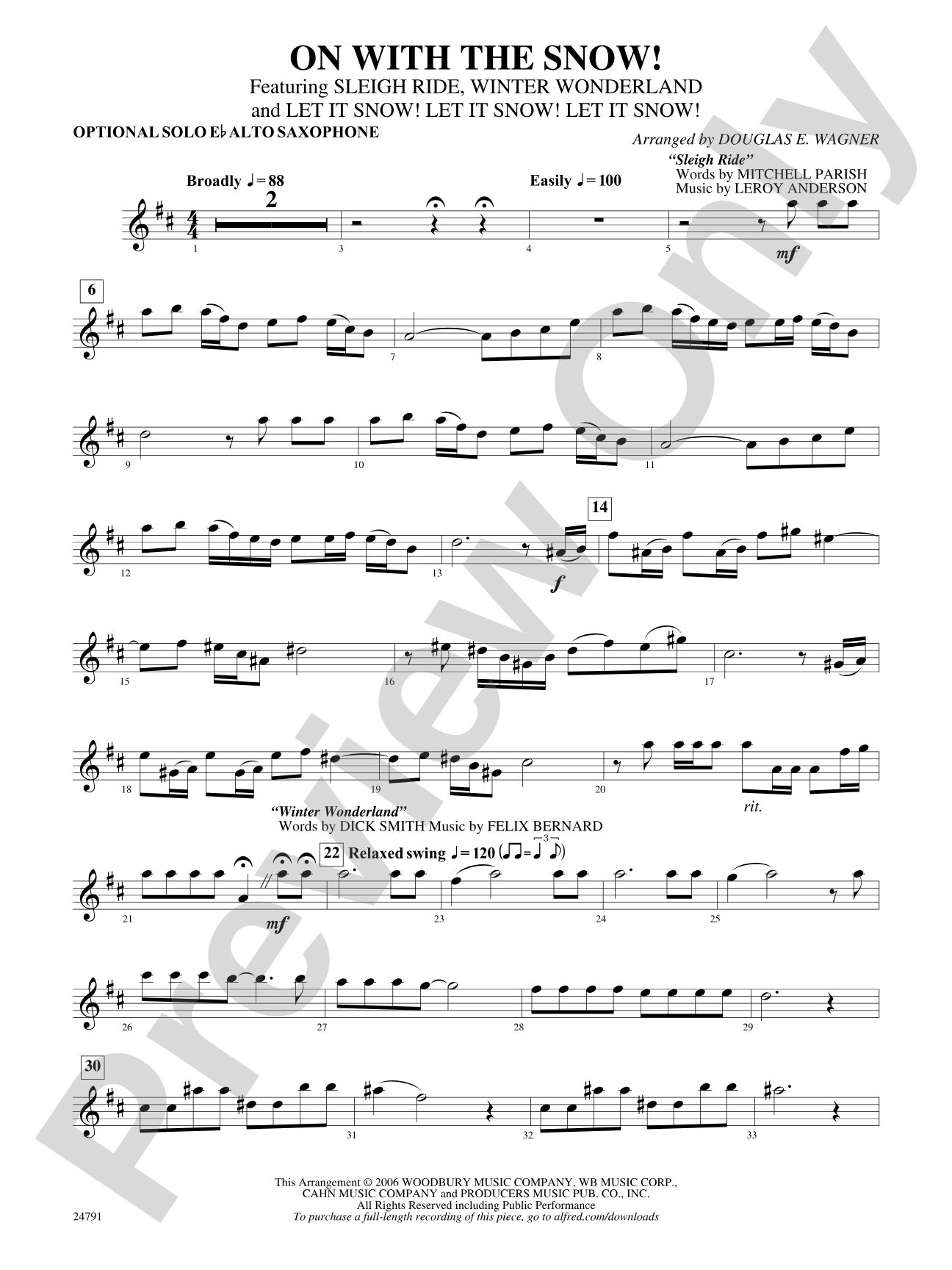 On with the Snow!: Solo Alto Saxophone