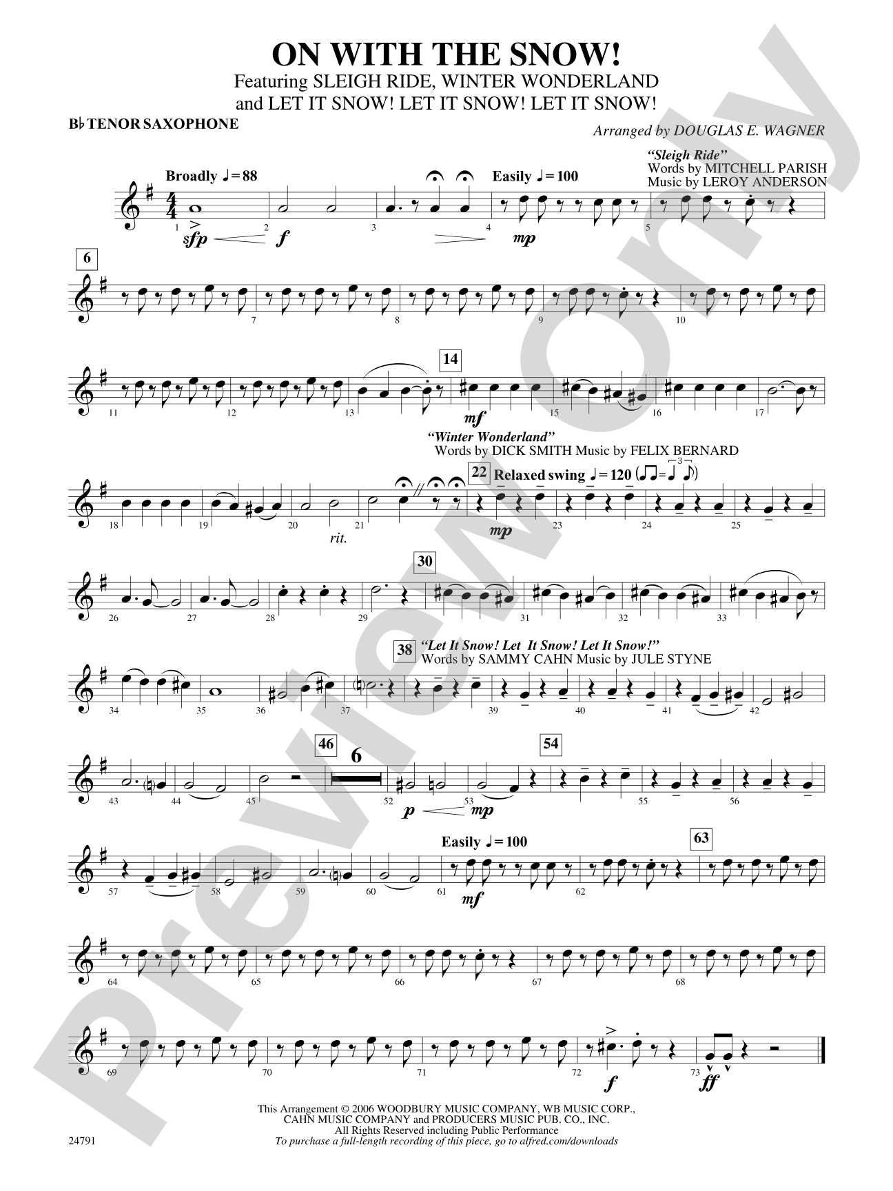 On with the Snow!: B-flat Tenor Saxophone